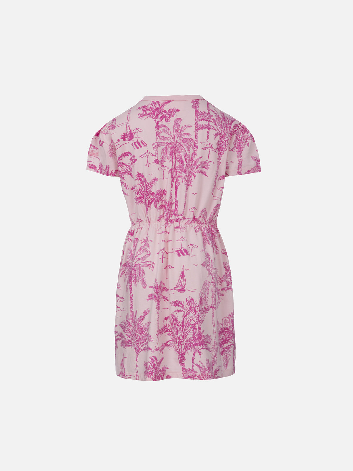 Girl Cotton Jersey Dress Leila With Toile De Jouy Print Pink