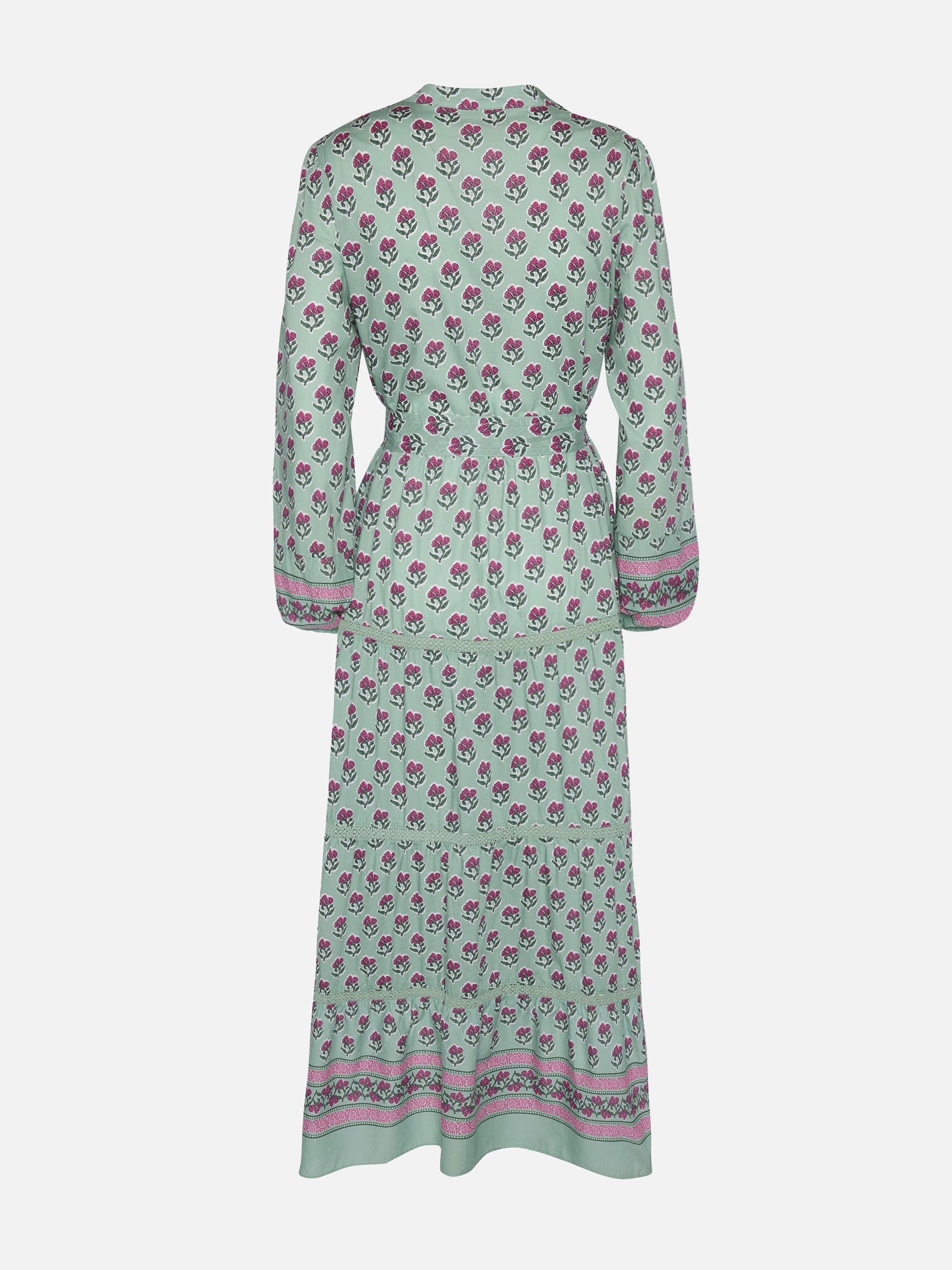 Leyde Cotton Maxi Dress With Floral Print Green