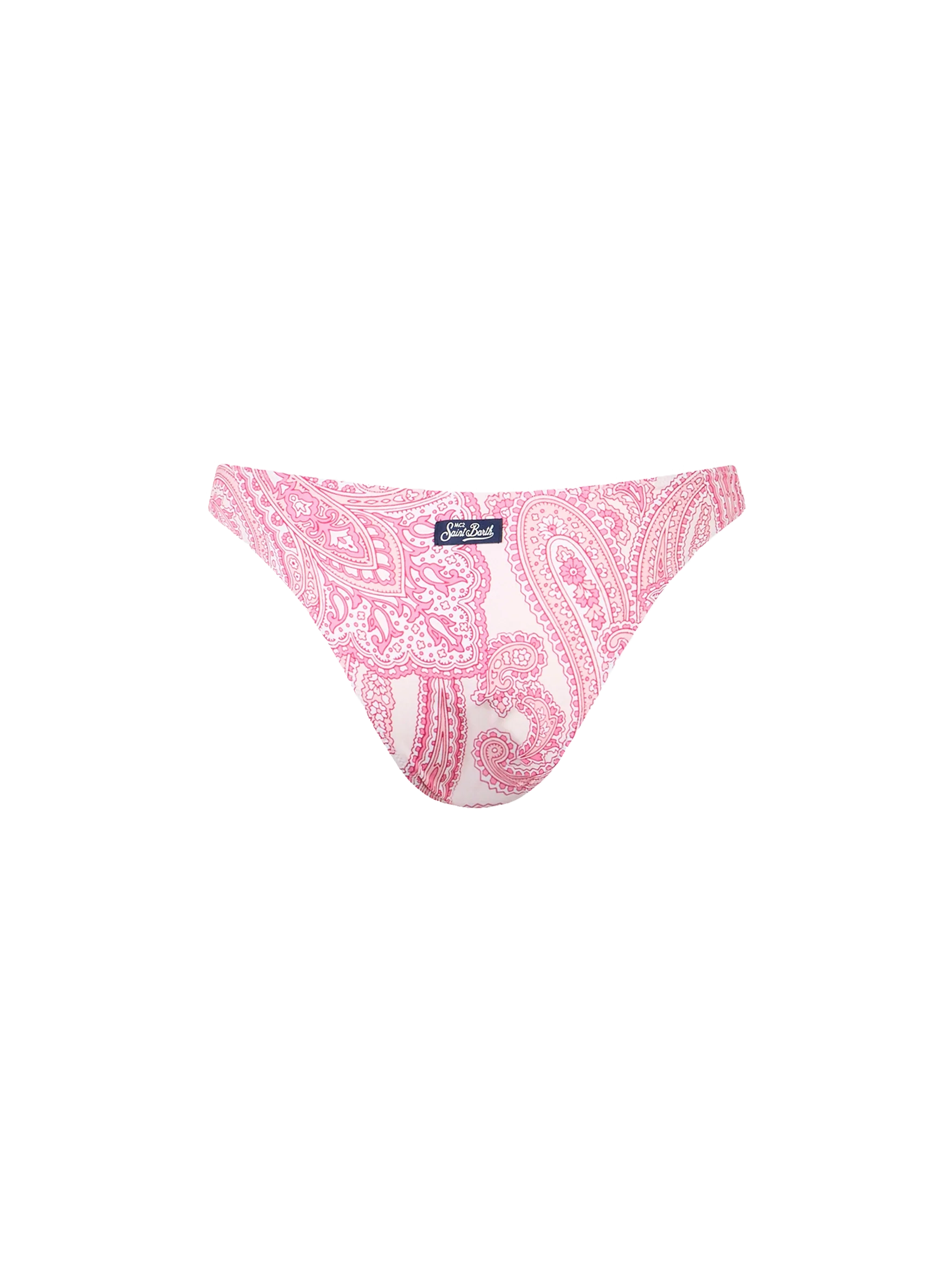 Pink Lido Swim Briefs With Paisley Print Bottom
