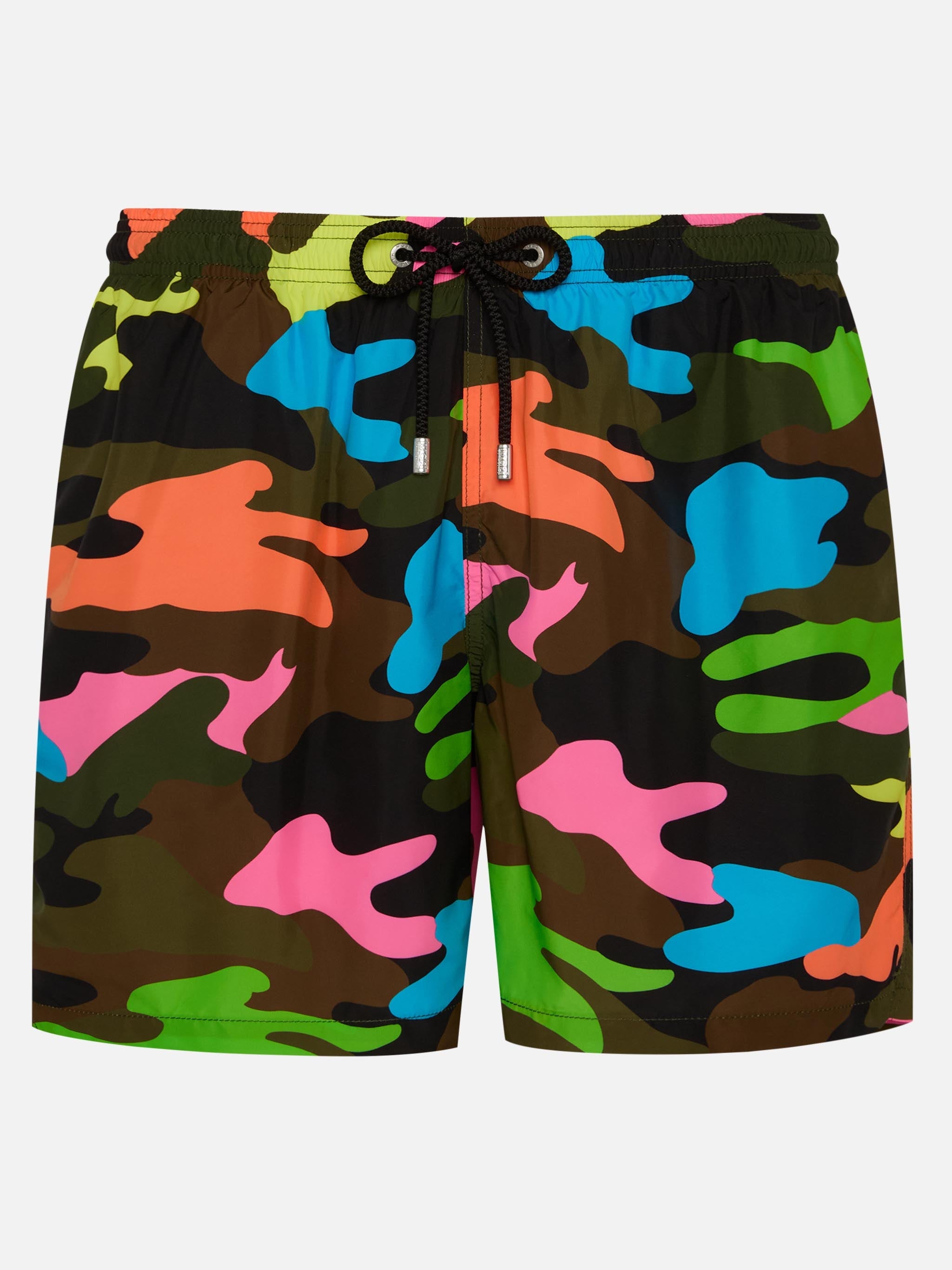 Man Light Fabric Swim Shorts With Fluo Camouflage Print Swimshort