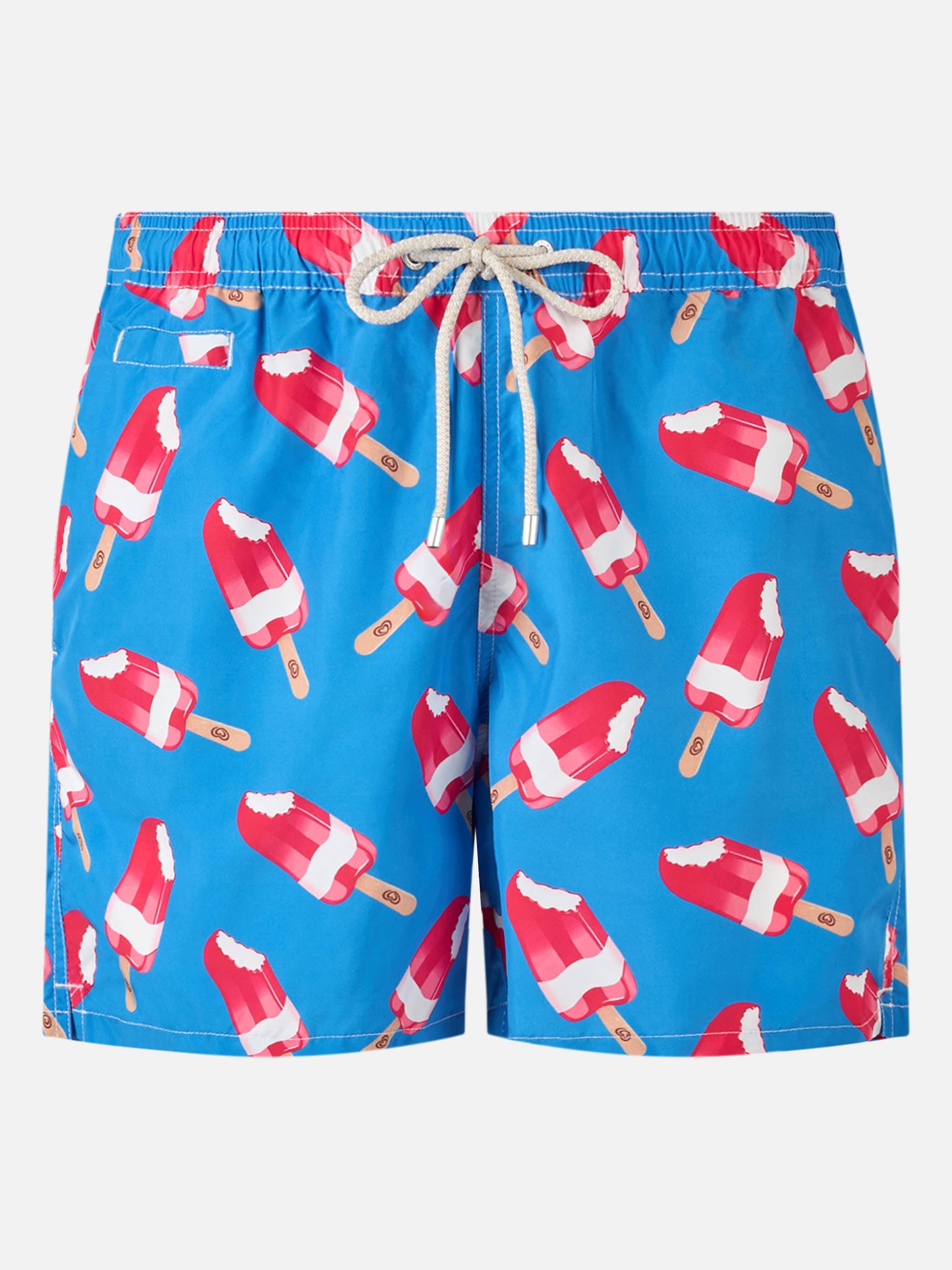 Man Swim Shorts With Fior Di Fragola Print | Algida® Special Edition Blue Swimshort