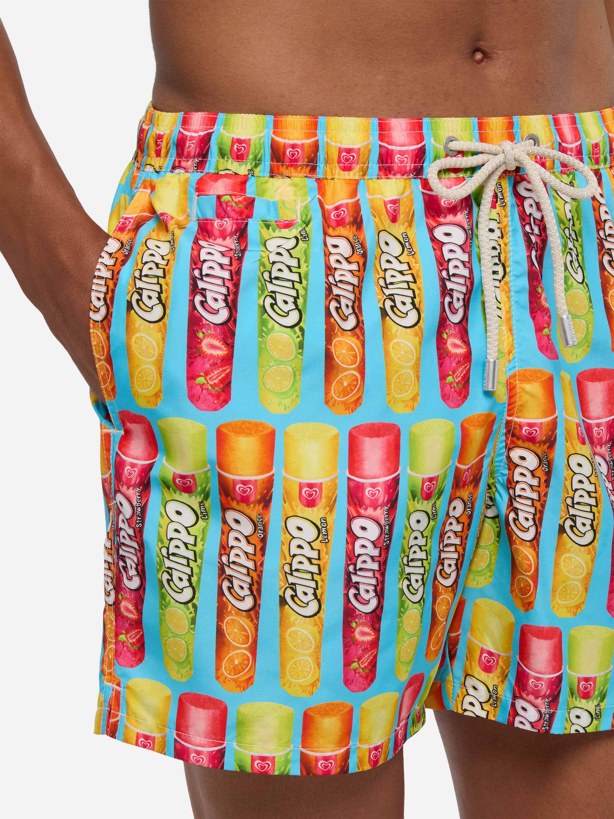 Man Swim Shorts With Calippo Print | Algida® Special Edition Blue Swimshort