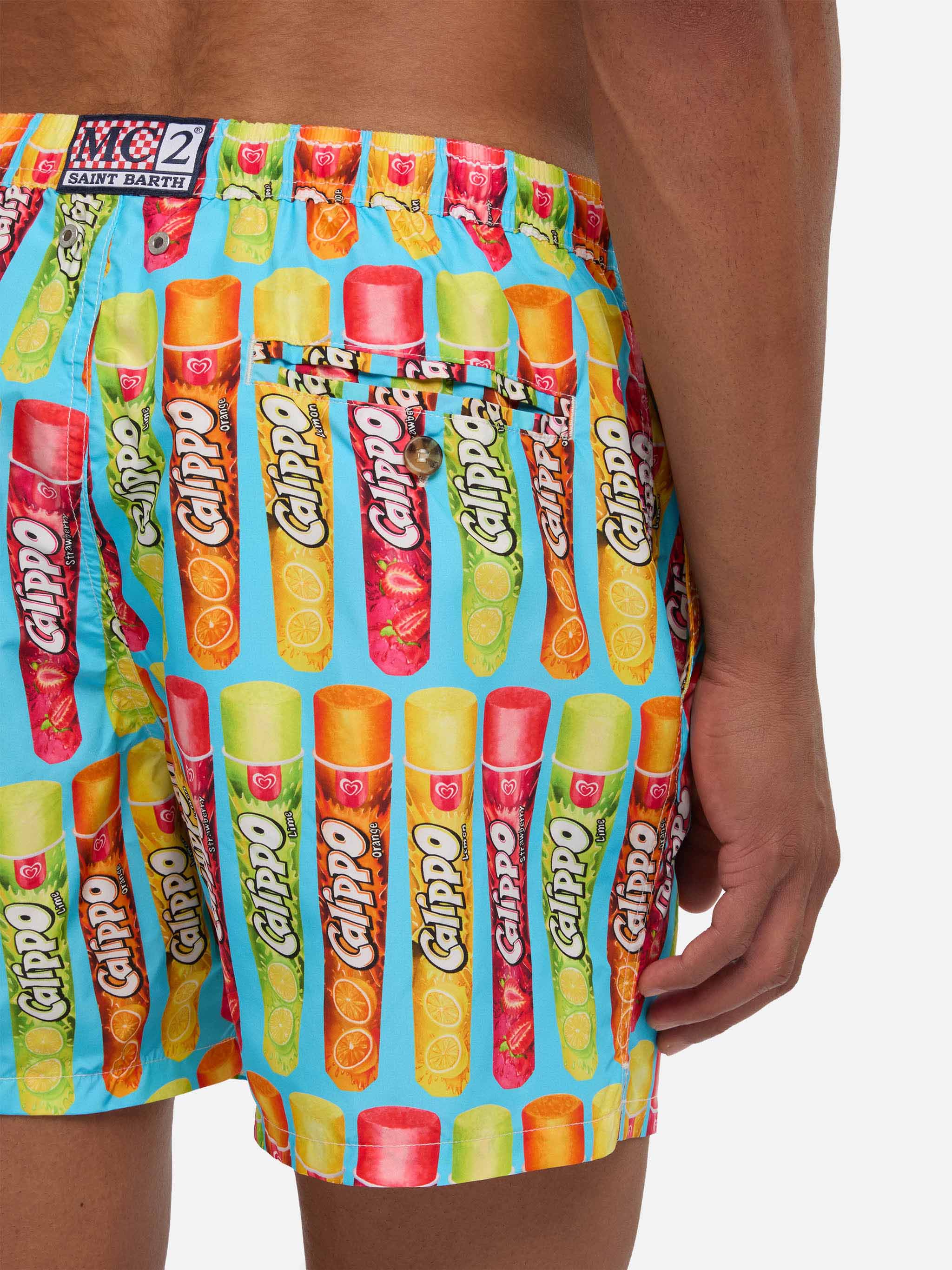 Man Swim Shorts With Calippo Print | Algida® Special Edition Blue Swimshort
