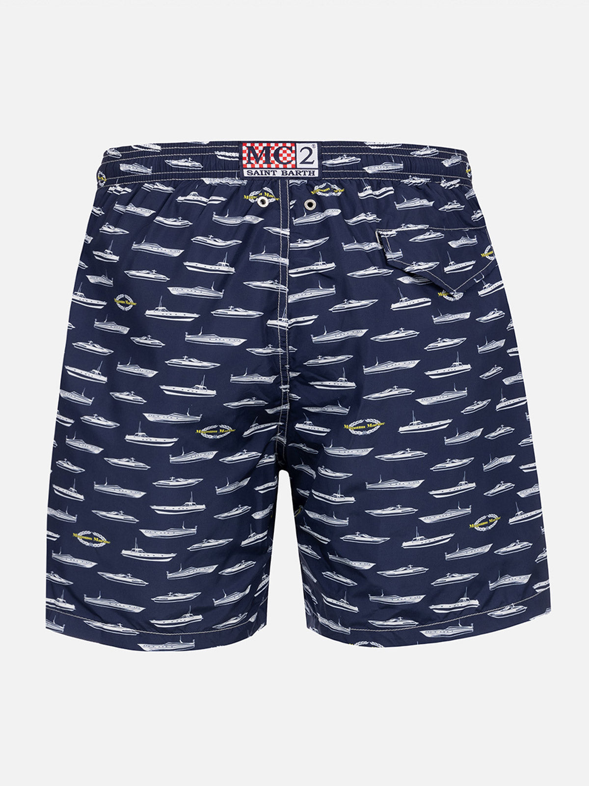 Man Light Fabric Swim Shorts With Magnum Marine Print | Special Edition Blue Swimshort