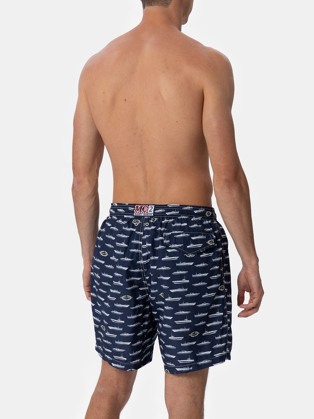 Man Light Fabric Swim Shorts With Magnum Marine Print | Special Edition Blue Swimshort
