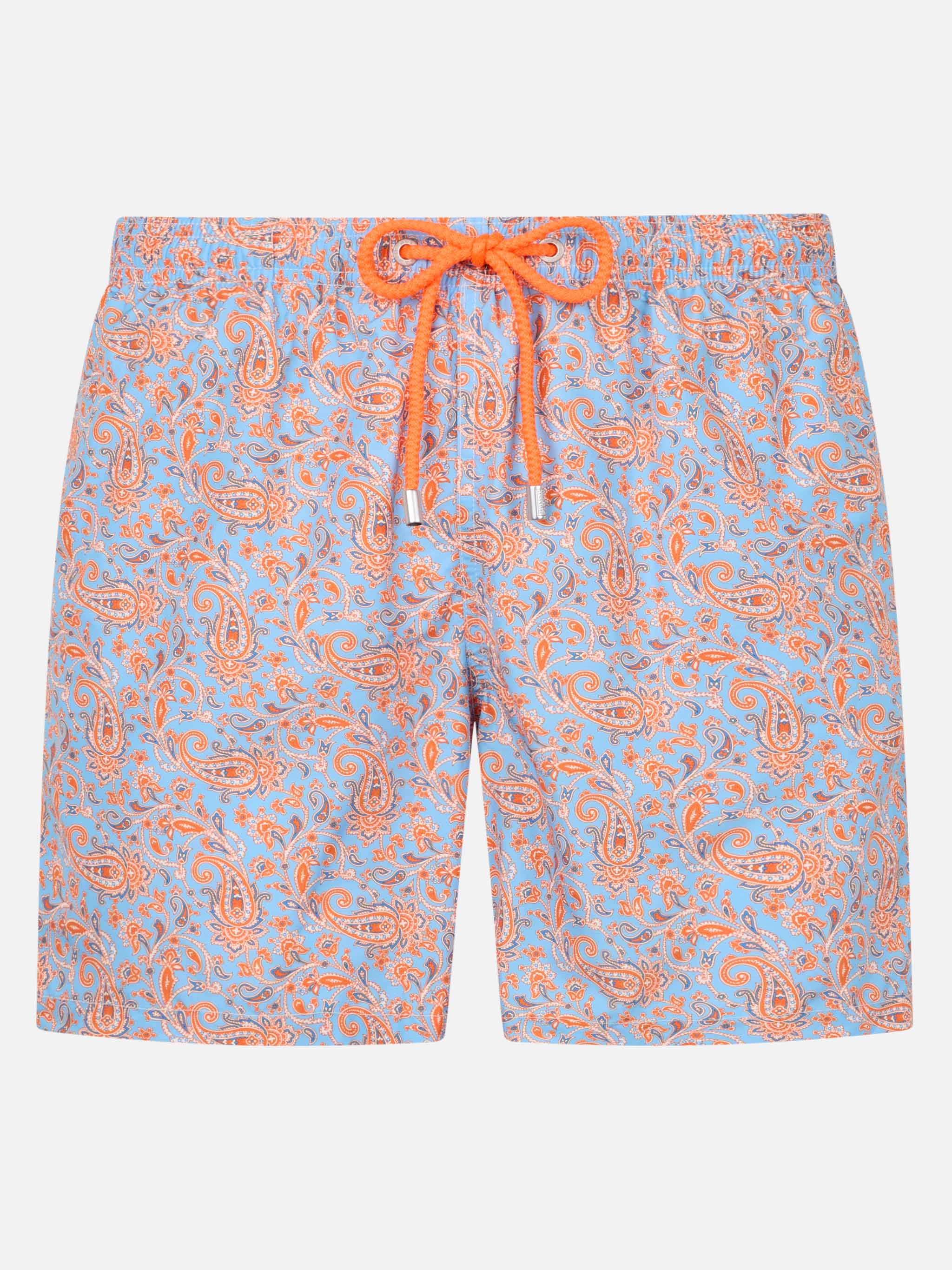 Man Lightweight Fabric Swim-Shorts Lighting With Paisley Print Sky Swimshort