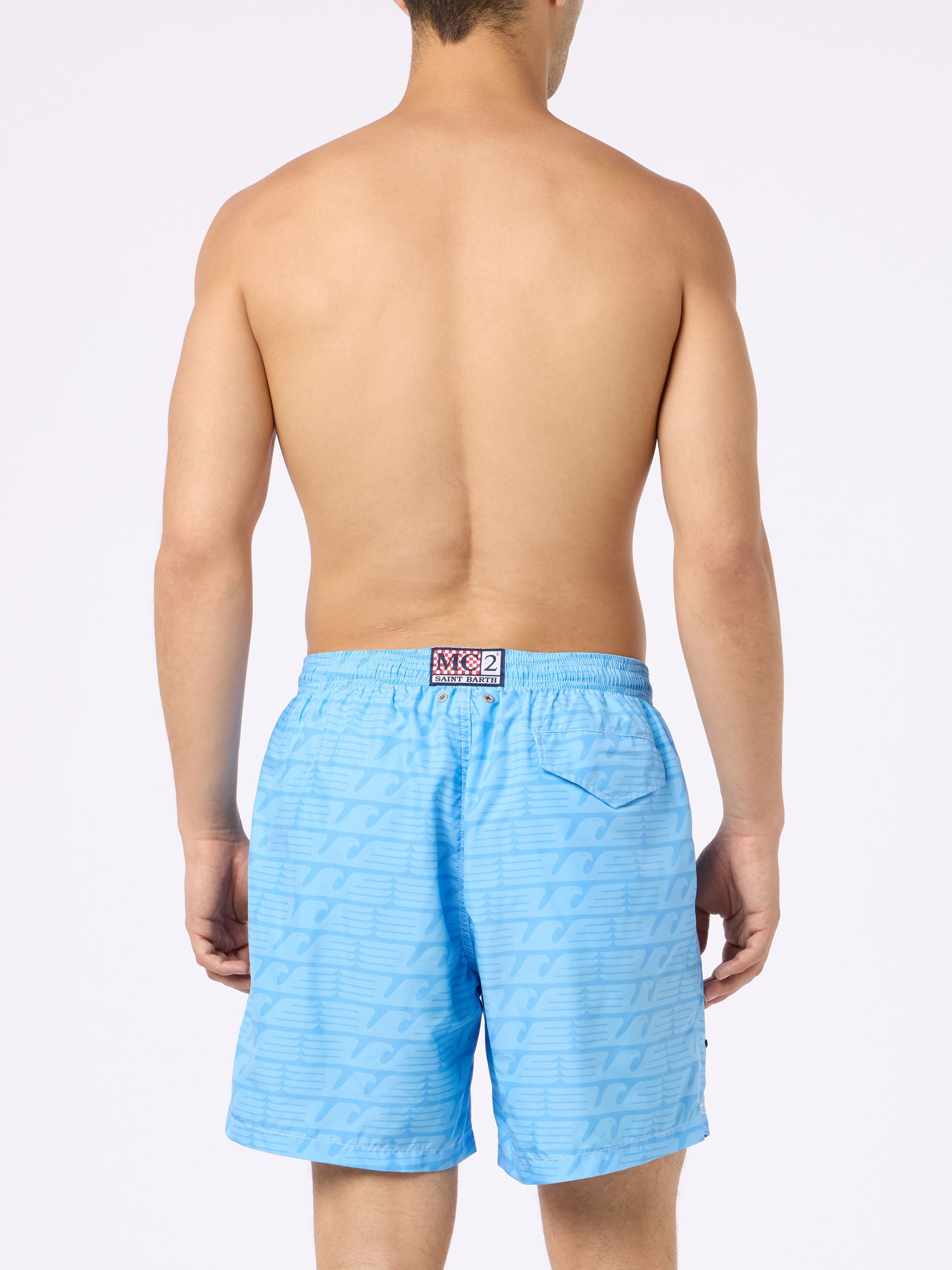 Lightweight Fabric Swim-Shorts Lighting With Lazio Print | Ss Special Edition Blue Swimshort