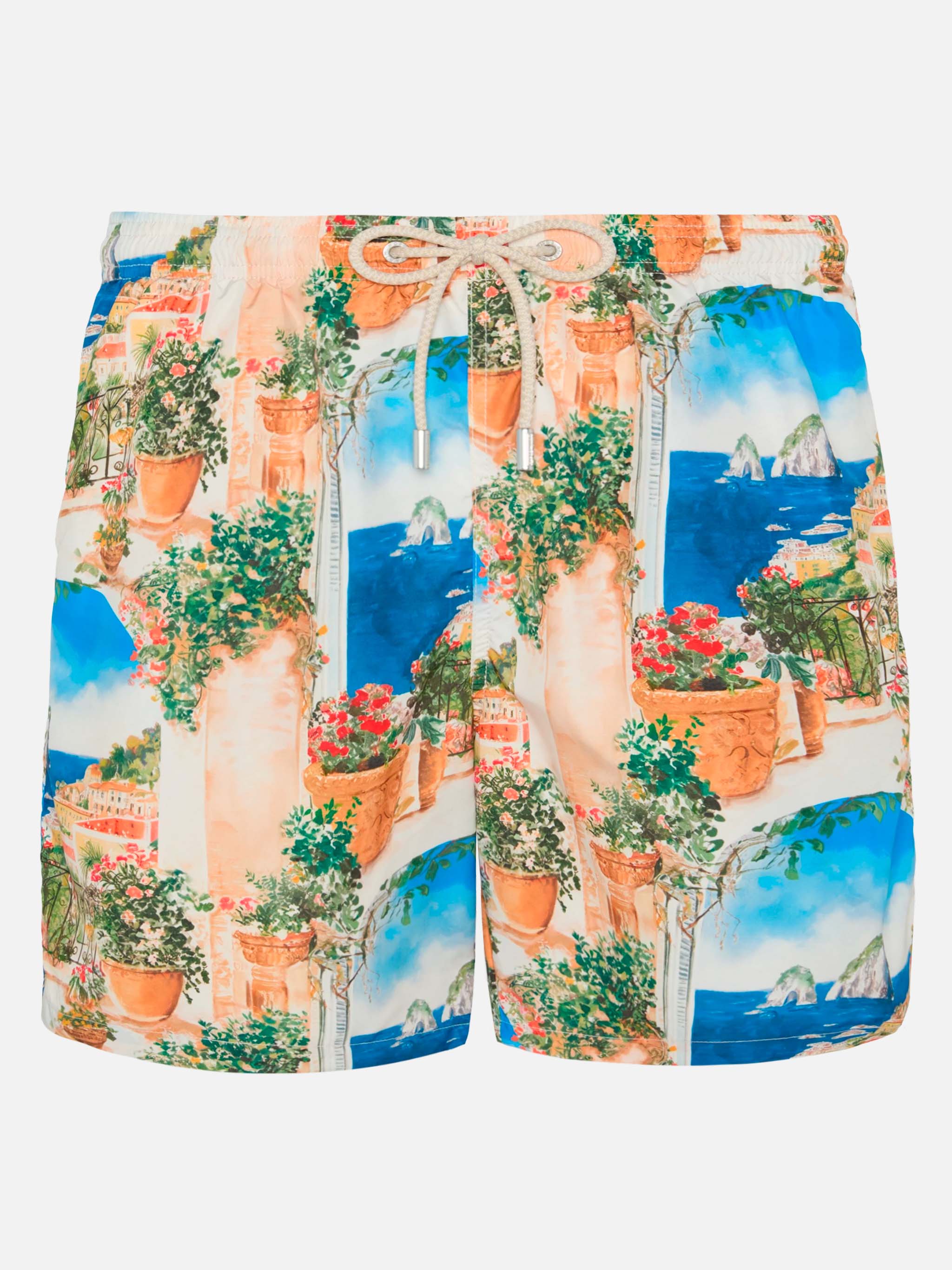 Lightweight Fabric Swim-Shorts Lighting With Capri View Print | Ai Co-Created Design By Rickdick - Powered Red-Eye Sky Swimshort