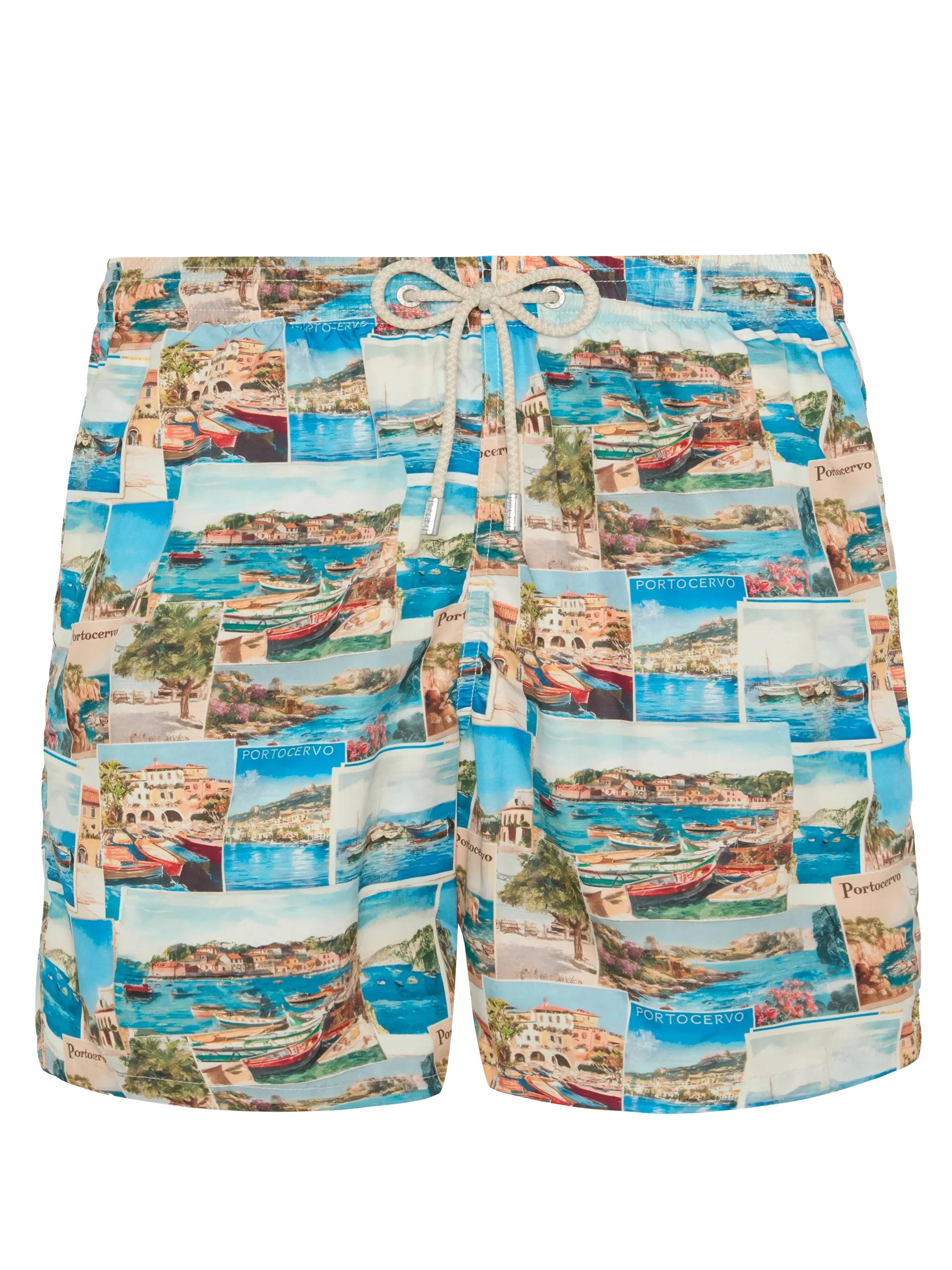 Lightweight Fabric Swim-Shorts Lighting With Porto Cervo Postcards Print | Ai Co-Created Design By Rickdick - Powered Red-Eye Swimshort
