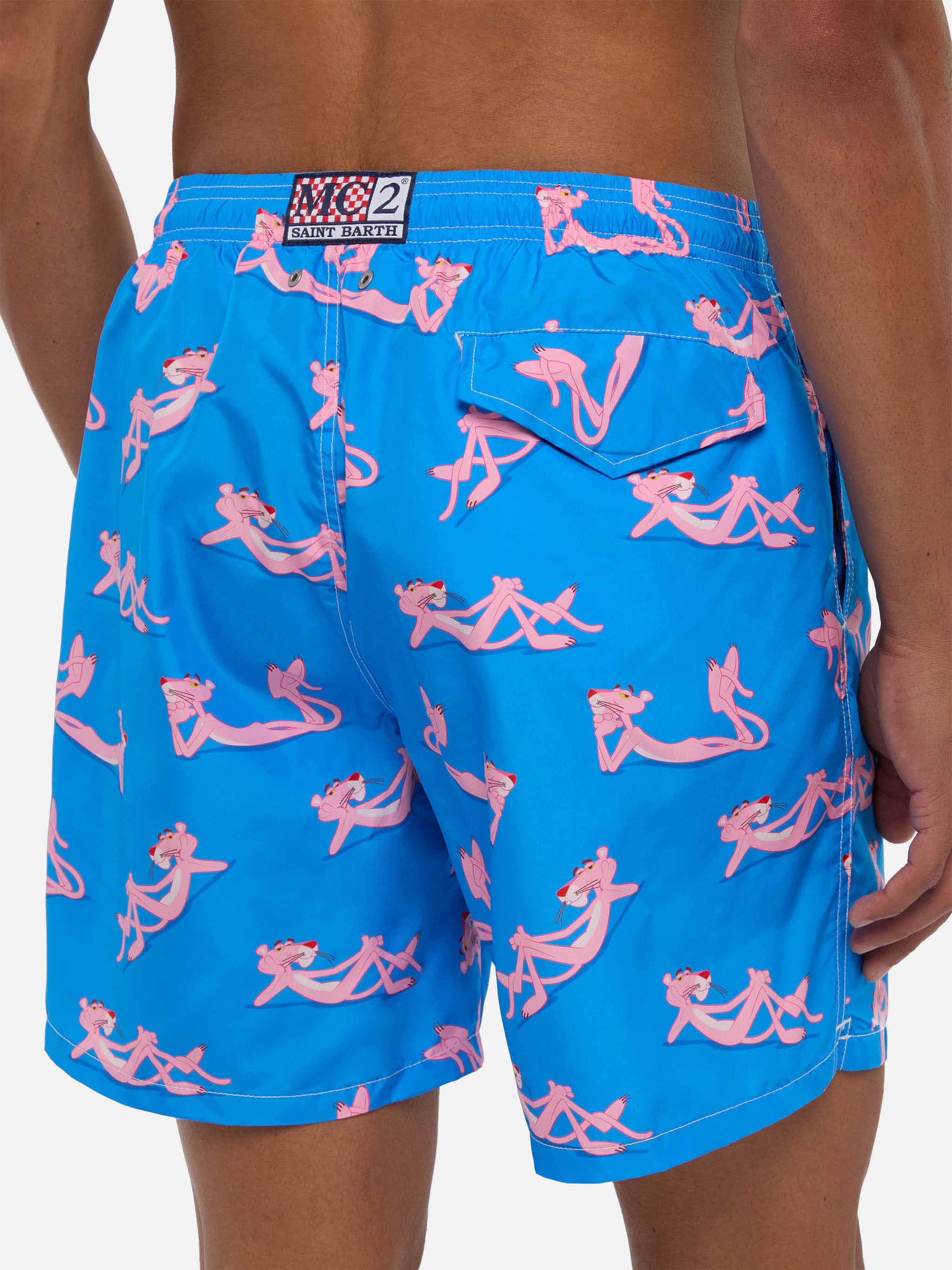 Lightweight Fabric Swim Shorts Lighting With The Pink Panther Print | Special Edition Blue Swimshort