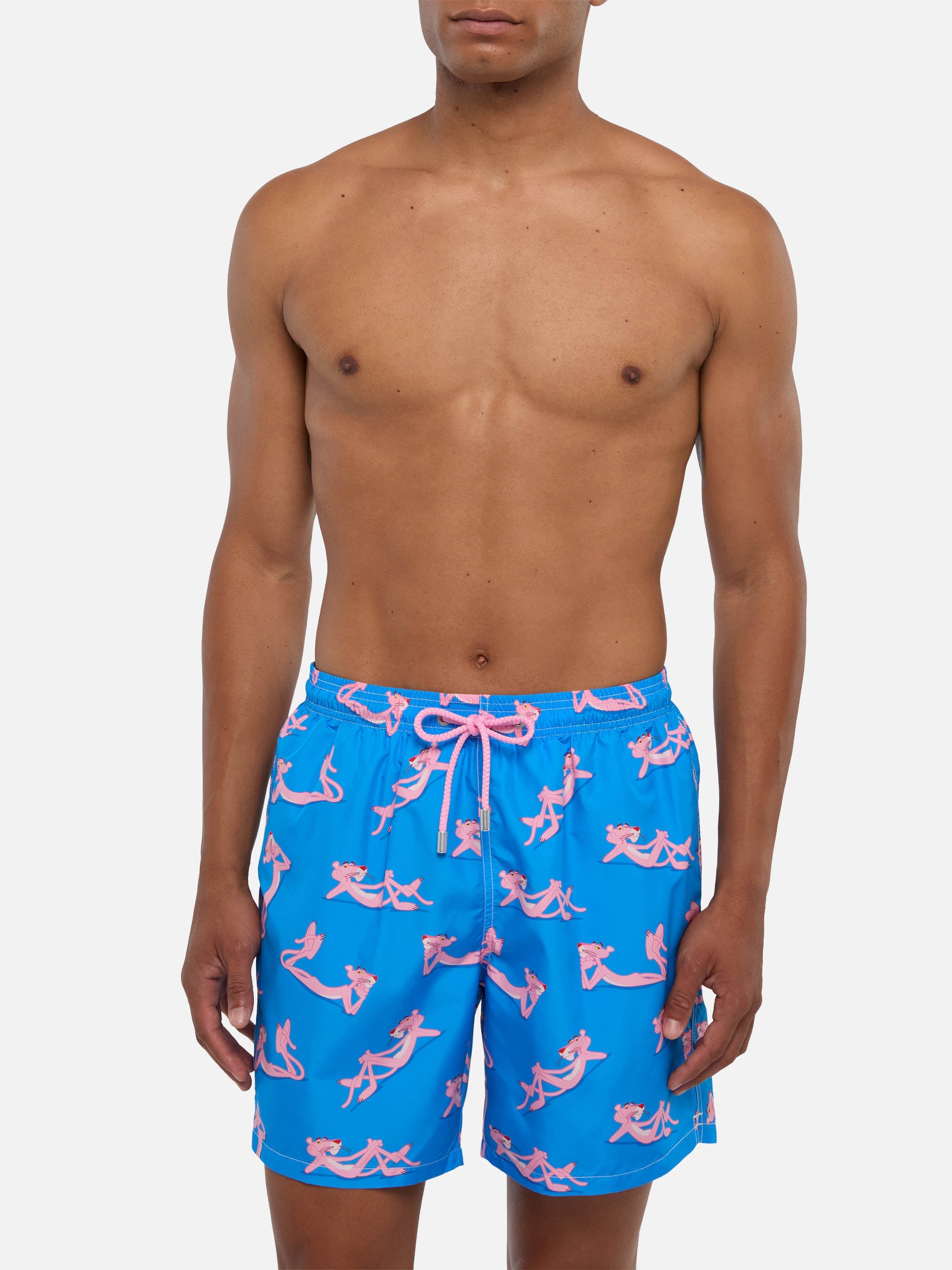 Lightweight Fabric Swim Shorts Lighting With The Pink Panther Print | Special Edition Blue Swimshort