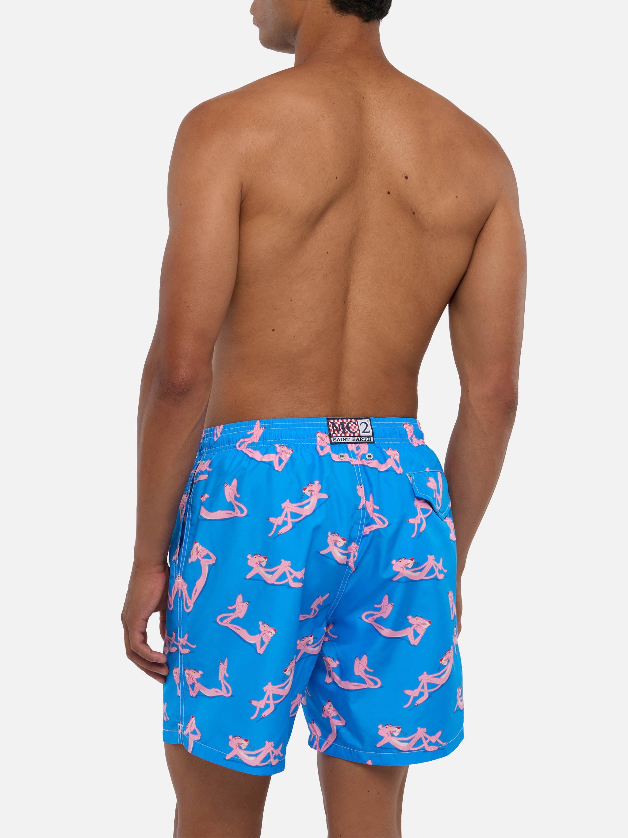 Lightweight Fabric Swim Shorts Lighting With The Pink Panther Print | Special Edition Blue Swimshort