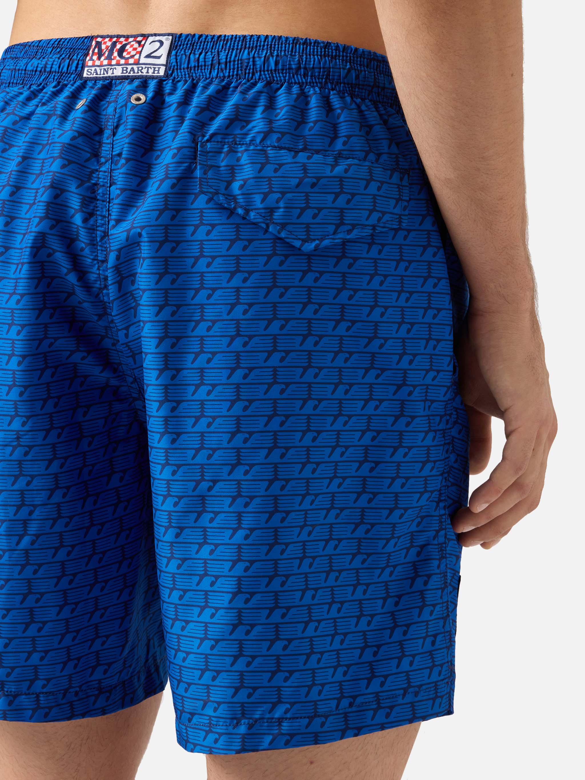 Lightweight Fabric Swim Shorts Lighting With Lazio Eagles Print | Ss Special Edition Blue Swimshort