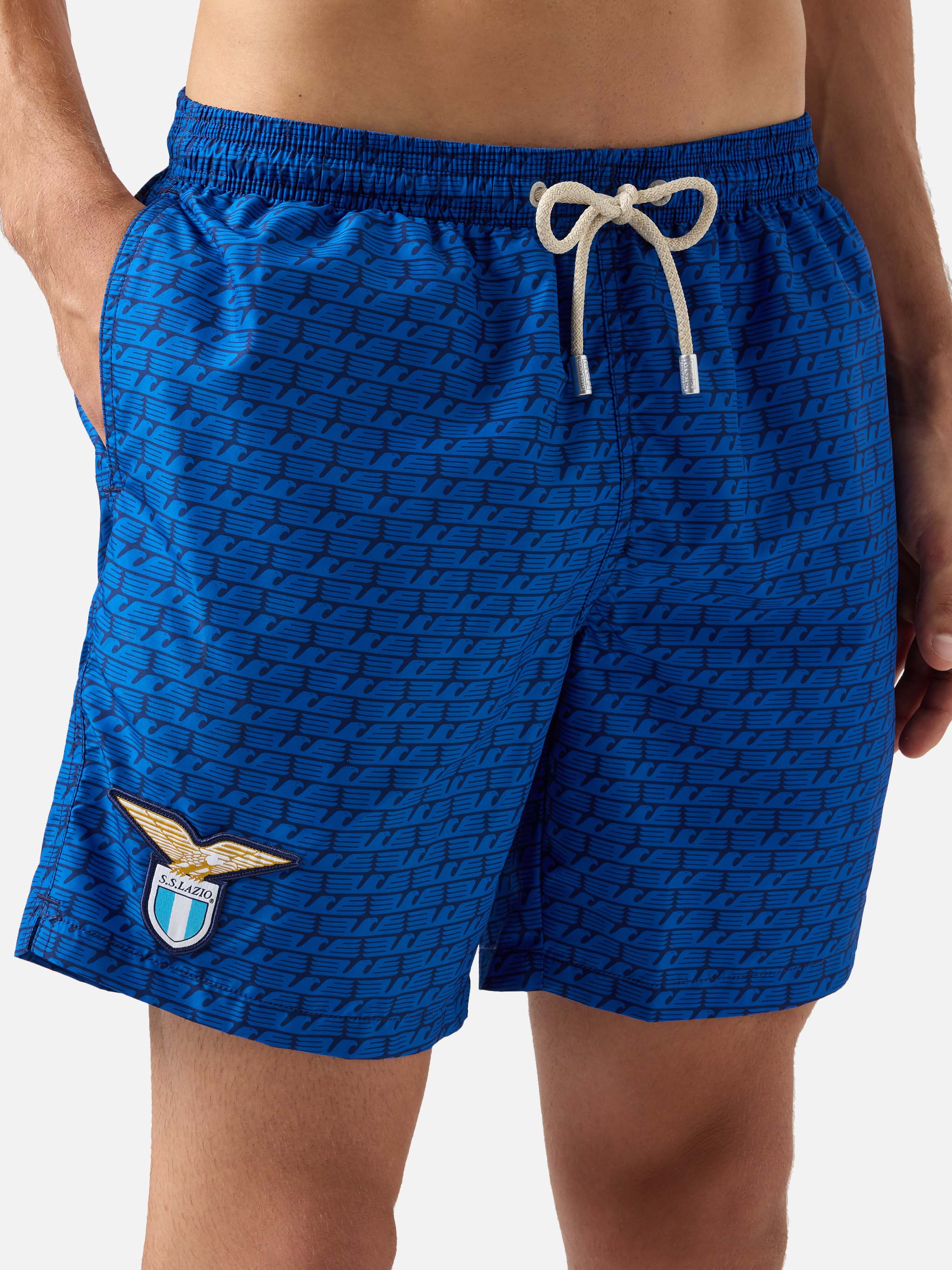 Lightweight Fabric Swim Shorts Lighting With Lazio Eagles Print | Ss Special Edition Blue Swimshort