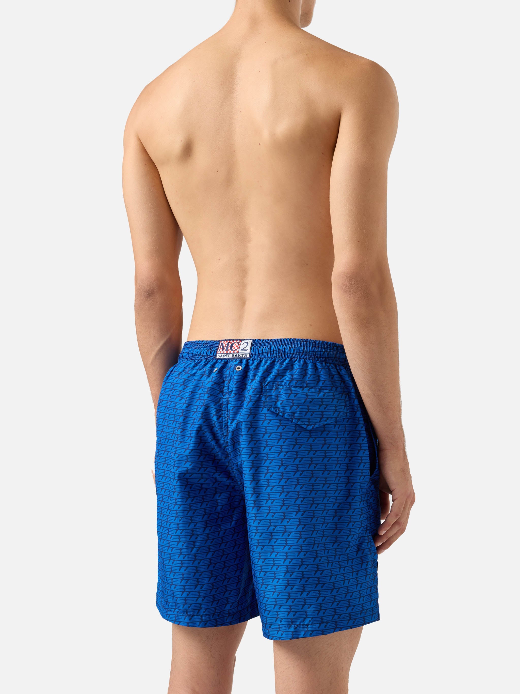 Lightweight Fabric Swim Shorts Lighting With Lazio Eagles Print | Ss Special Edition Blue Swimshort