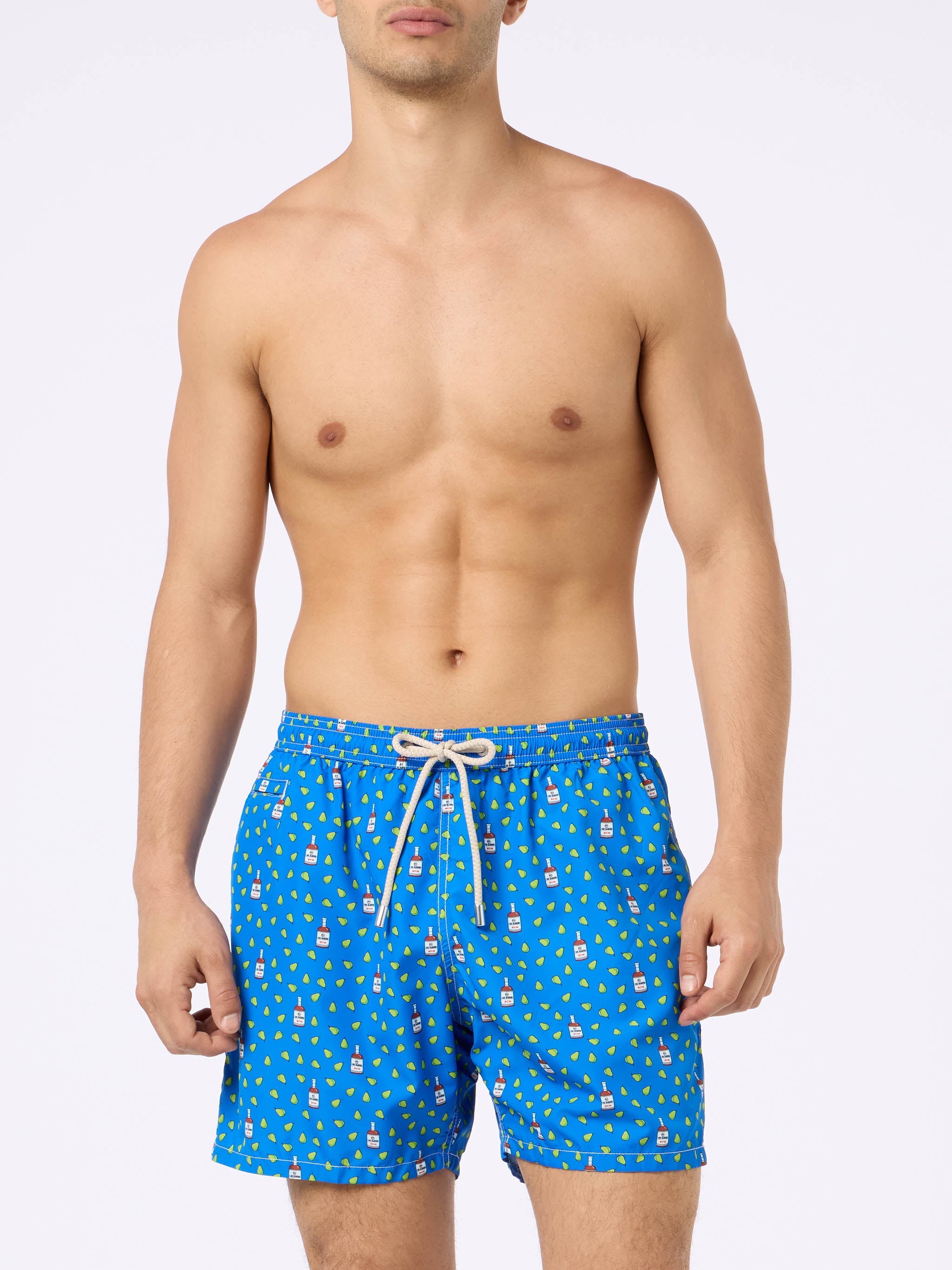 Man Lightweight Fabric Swim-Shorts Lighting Micro Fantasy With Rum And Pear Print Sky Swimshort