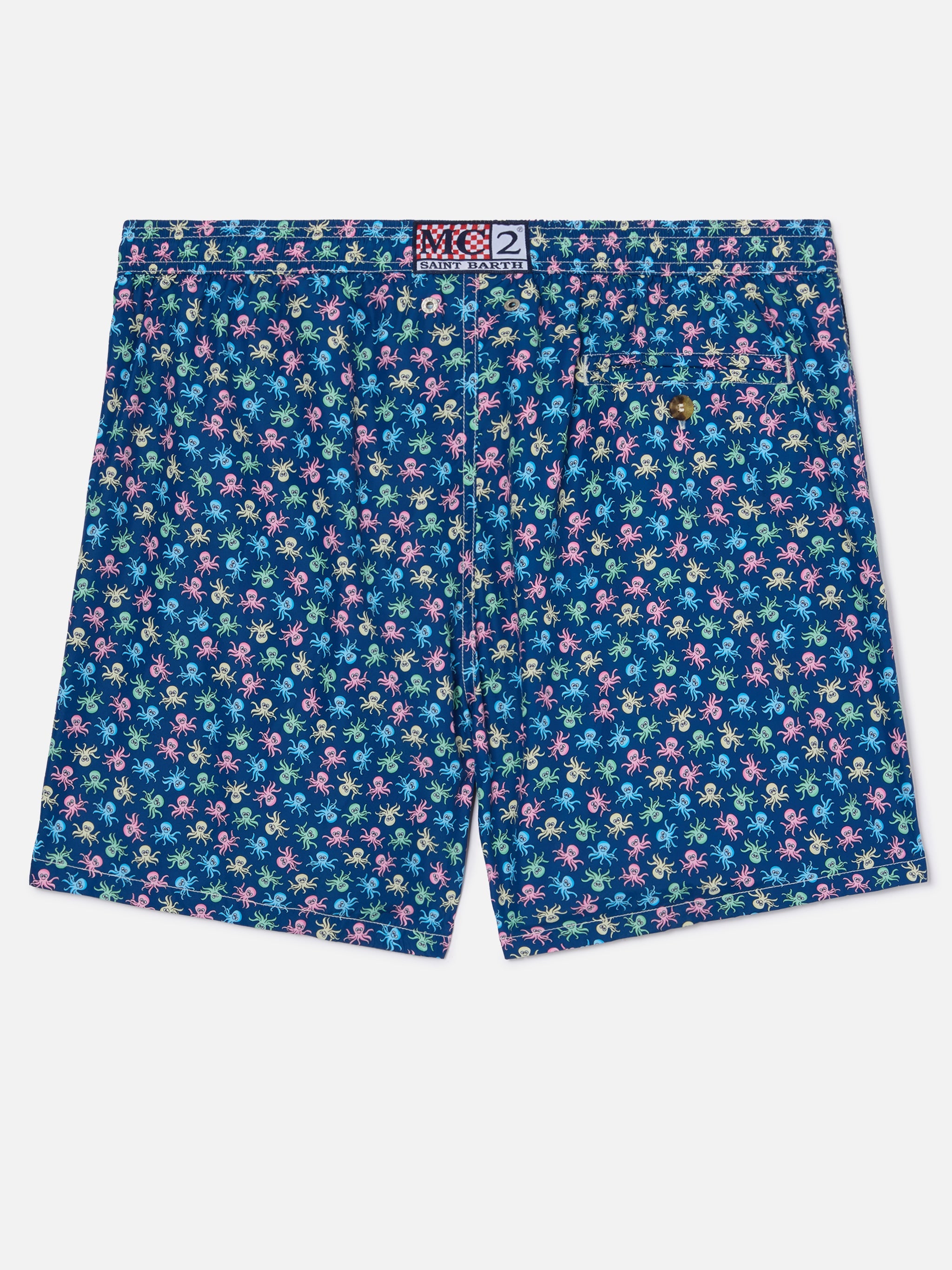 Navy Lighting Micro Swim Shorts With Octopus All-Over Print Blue Swimshort
