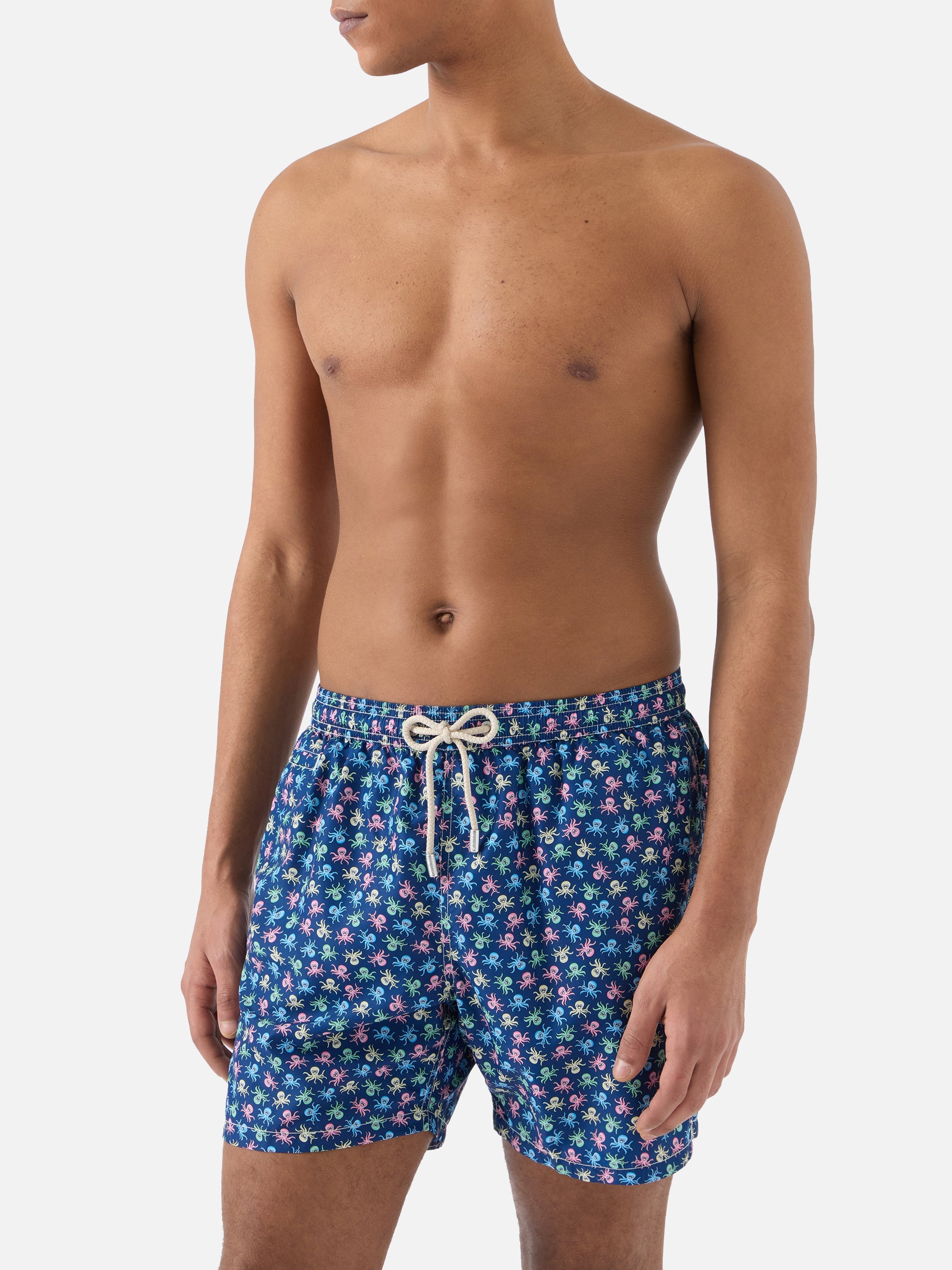 Navy Lighting Micro Swim Shorts With Octopus All-Over Print Blue Swimshort