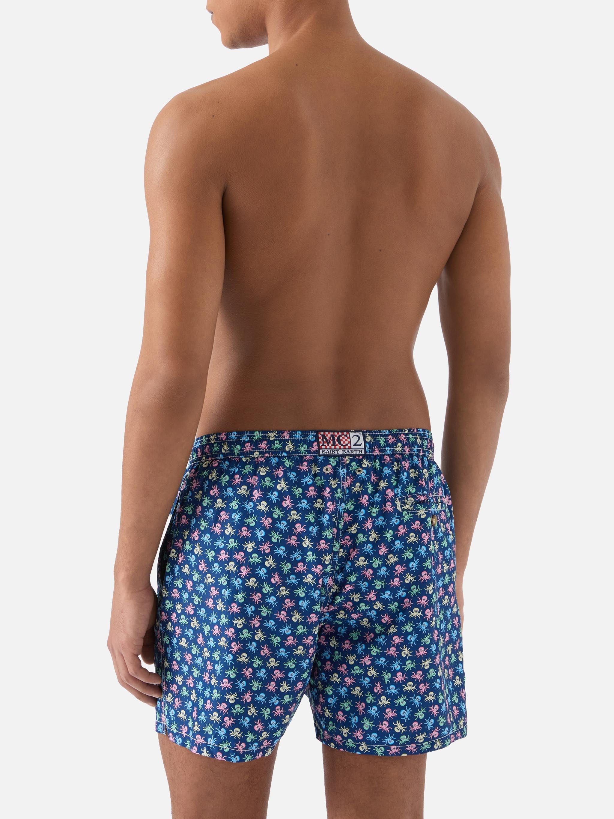 Navy Lighting Micro Swim Shorts With Octopus All-Over Print Blue Swimshort