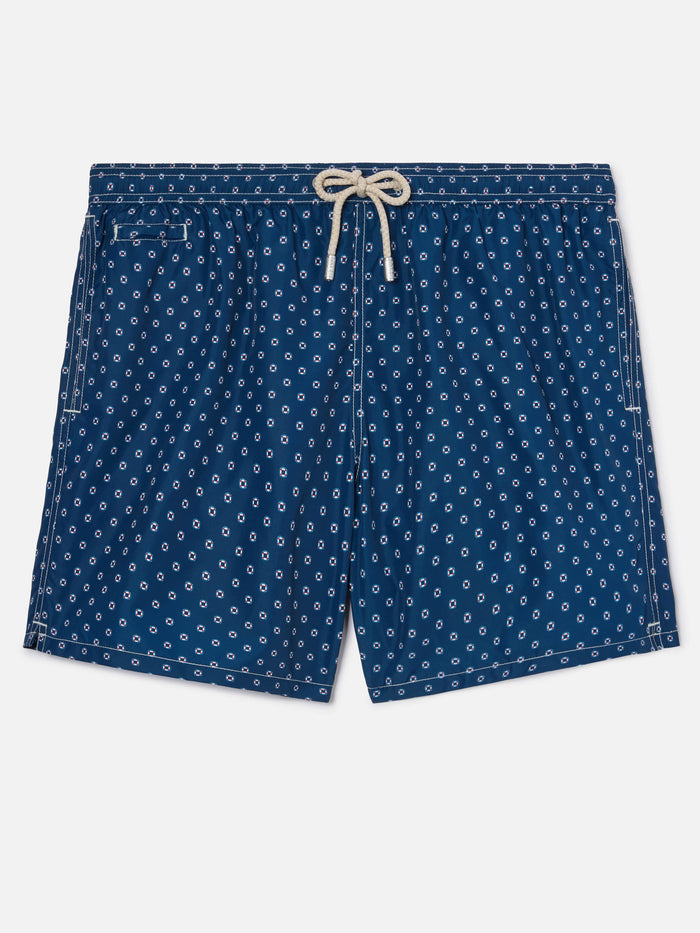 Navy Lighting Micro Swim Shorts With Mini Lifebuoy Print Blue Swimshort