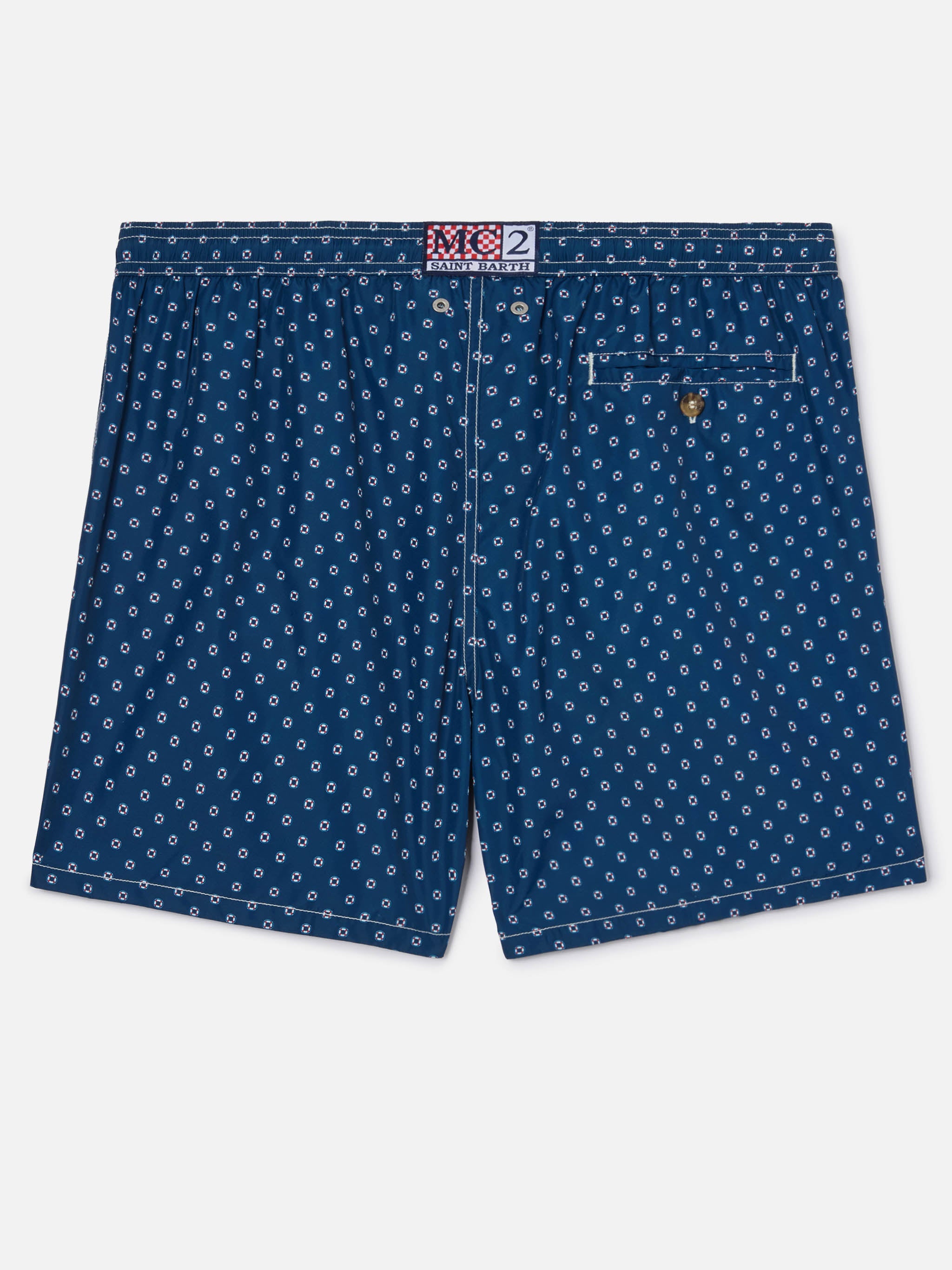 Navy Lighting Micro Swim Shorts With Mini Lifebuoy Print Blue Swimshort