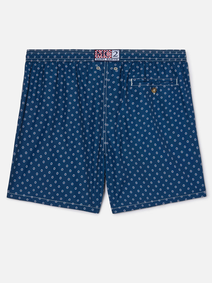 Navy Lighting Micro Swim Shorts With Mini Lifebuoy Print Blue Swimshort