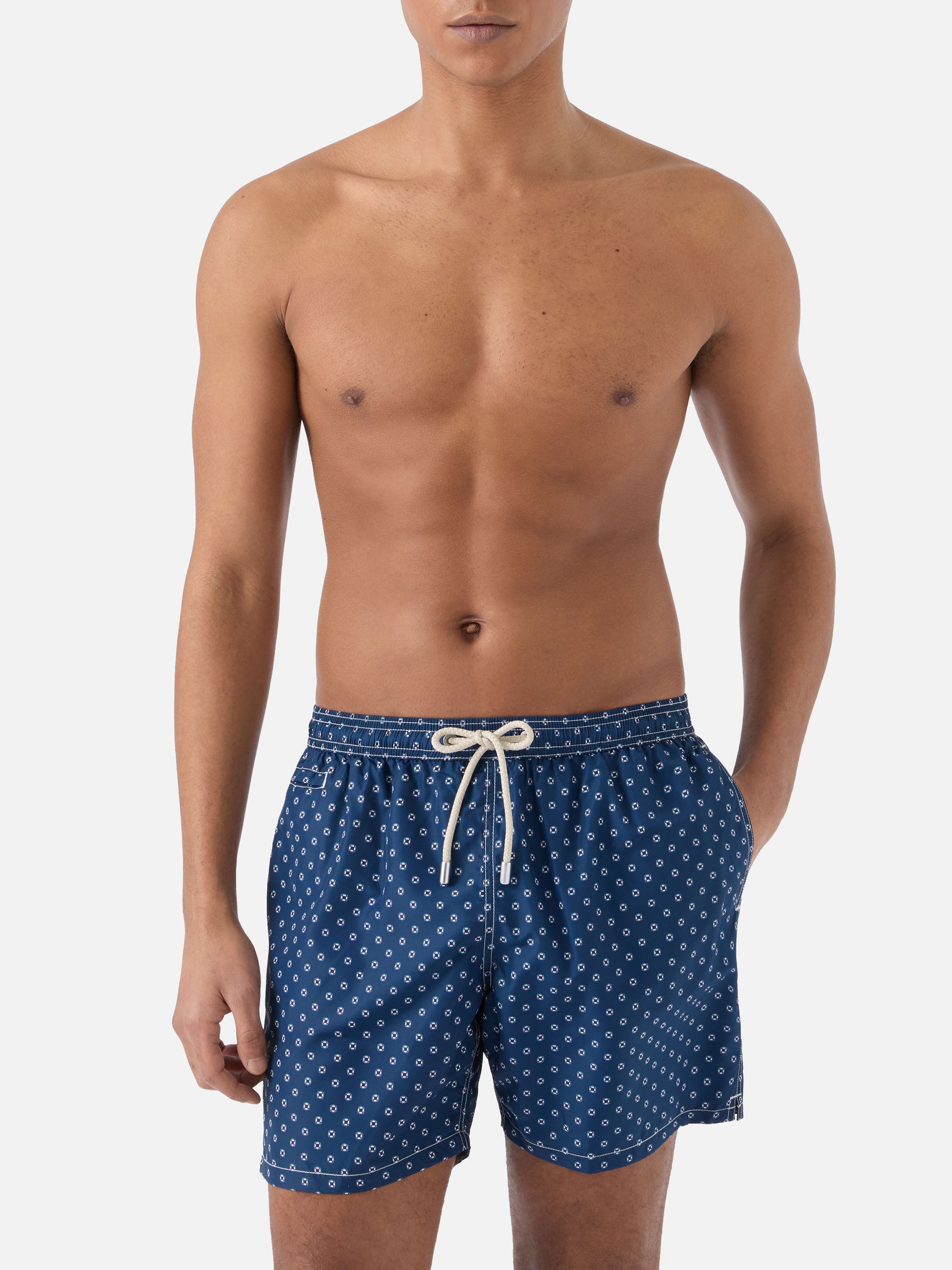 Navy Lighting Micro Swim Shorts With Mini Lifebuoy Print Blue Swimshort