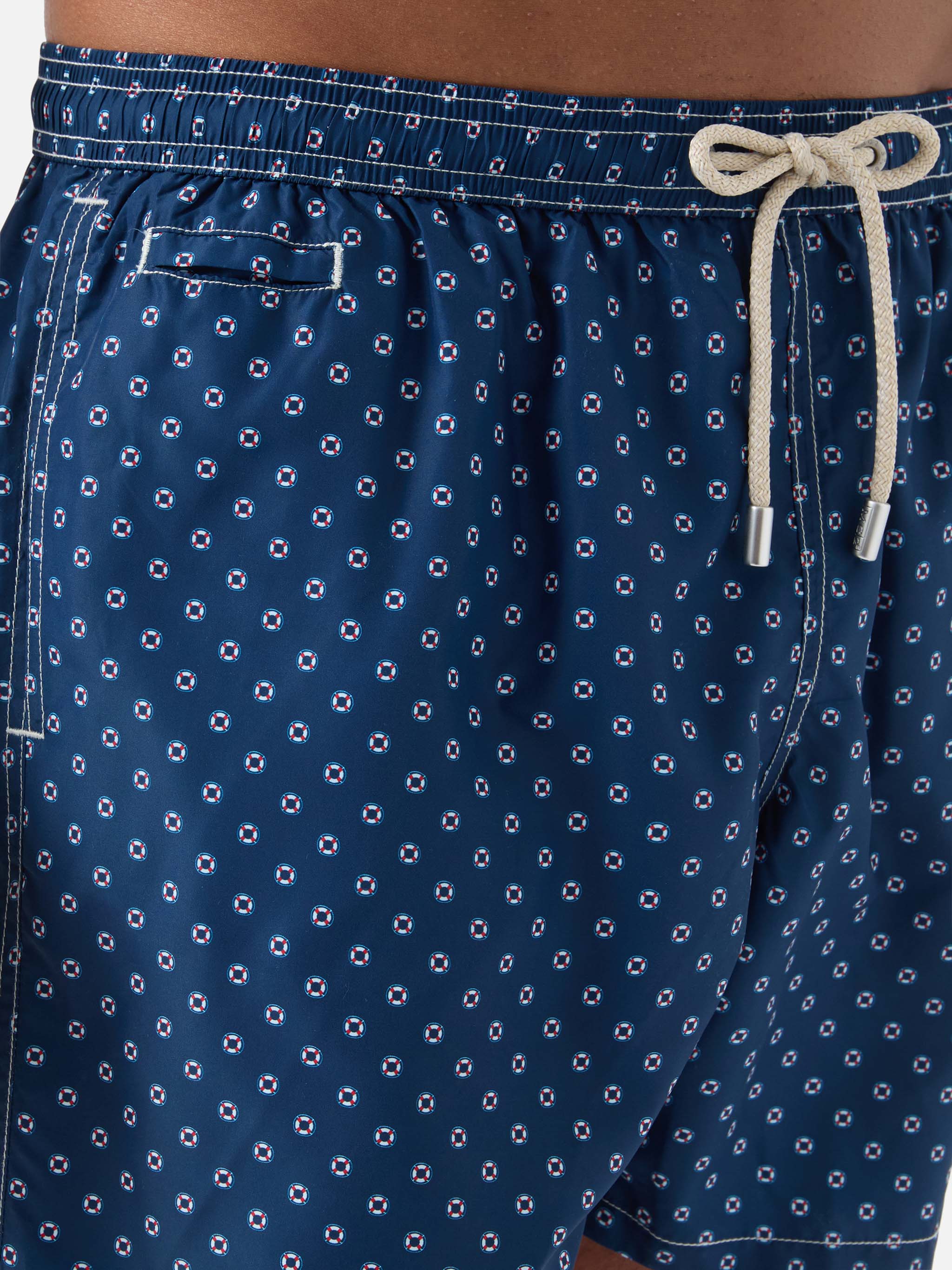 Navy Lighting Micro Swim Shorts With Mini Lifebuoy Print Blue Swimshort