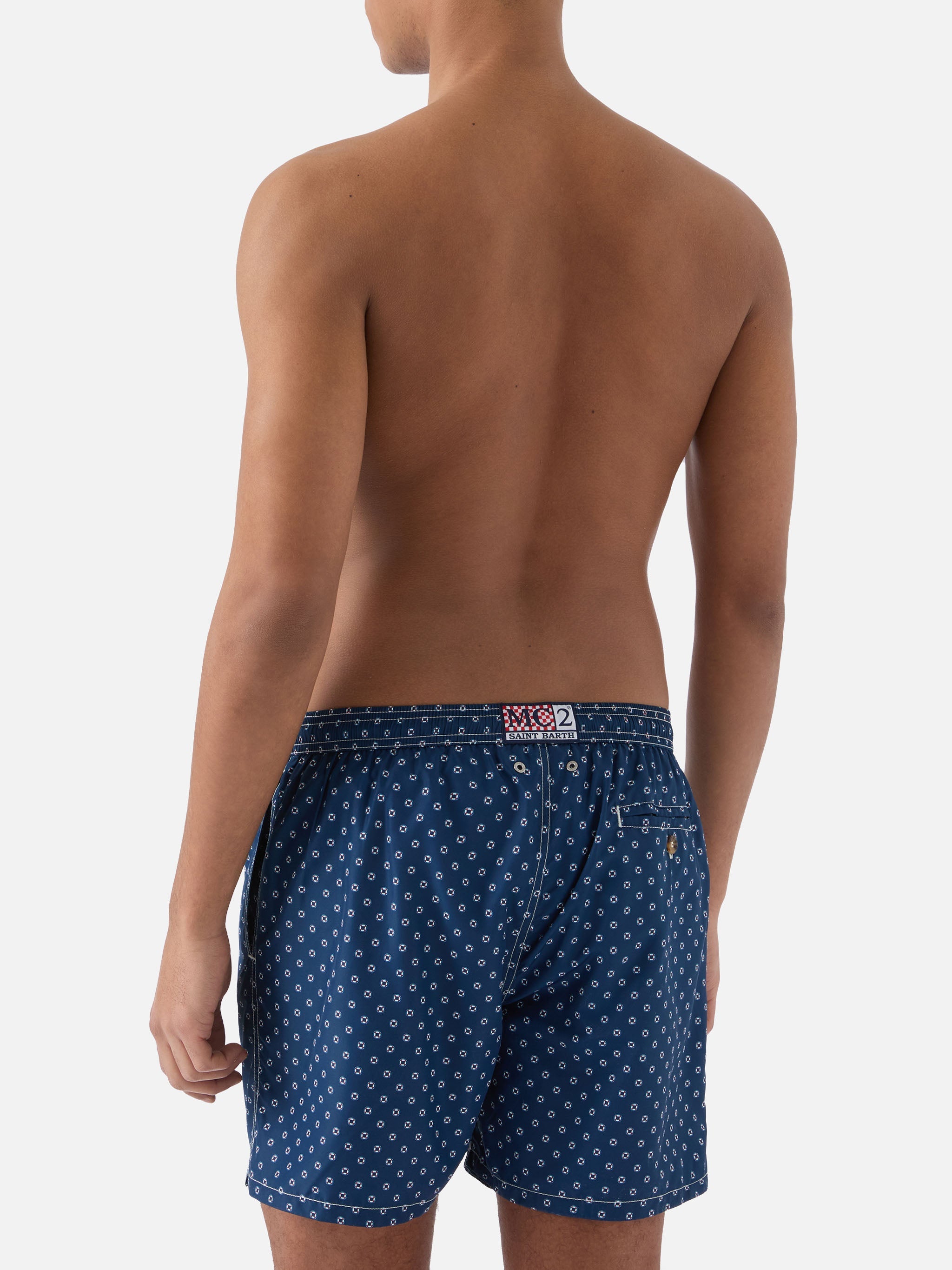 Navy Lighting Micro Swim Shorts With Mini Lifebuoy Print Blue Swimshort