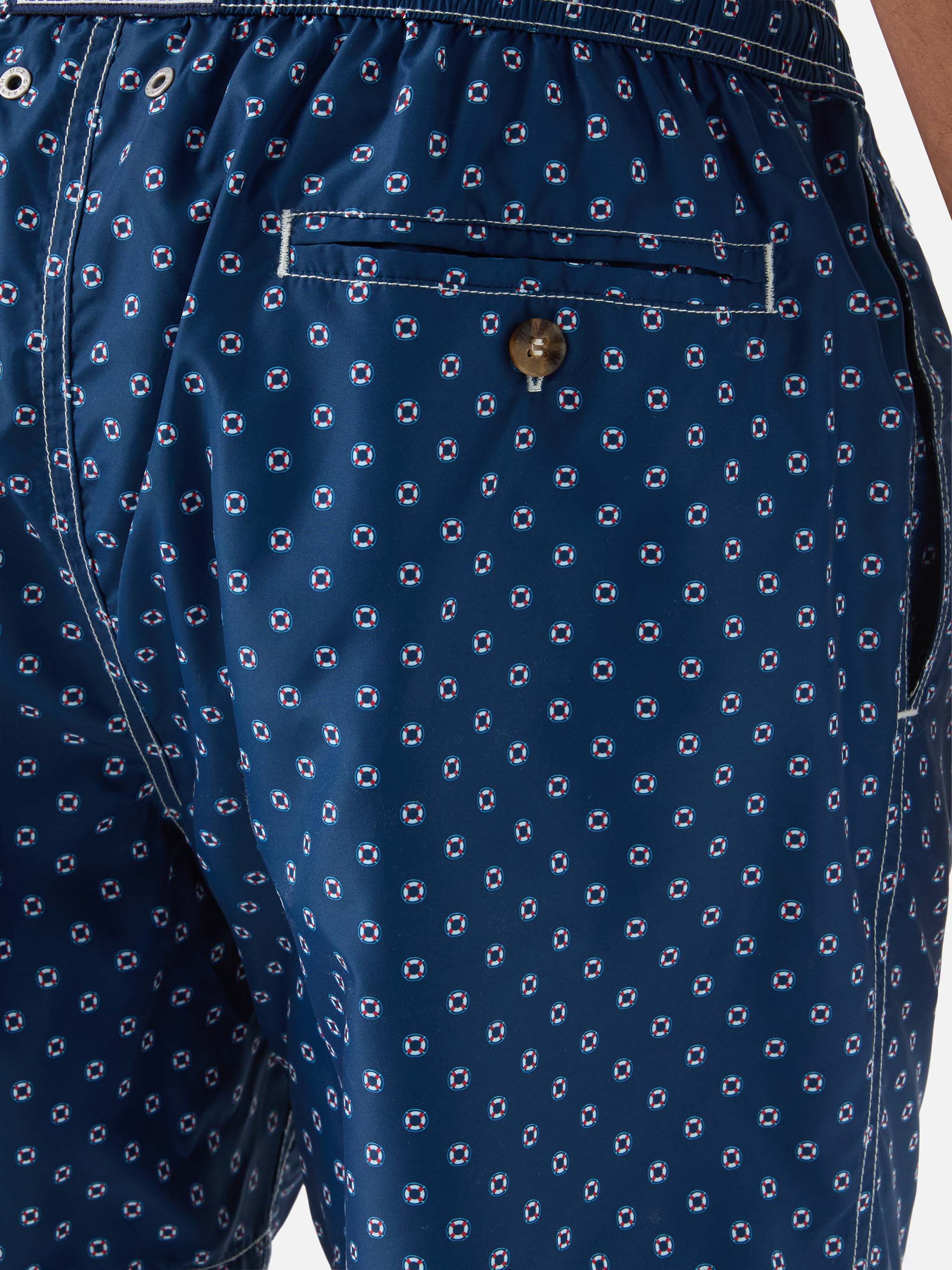 Navy Lighting Micro Swim Shorts With Mini Lifebuoy Print Blue Swimshort