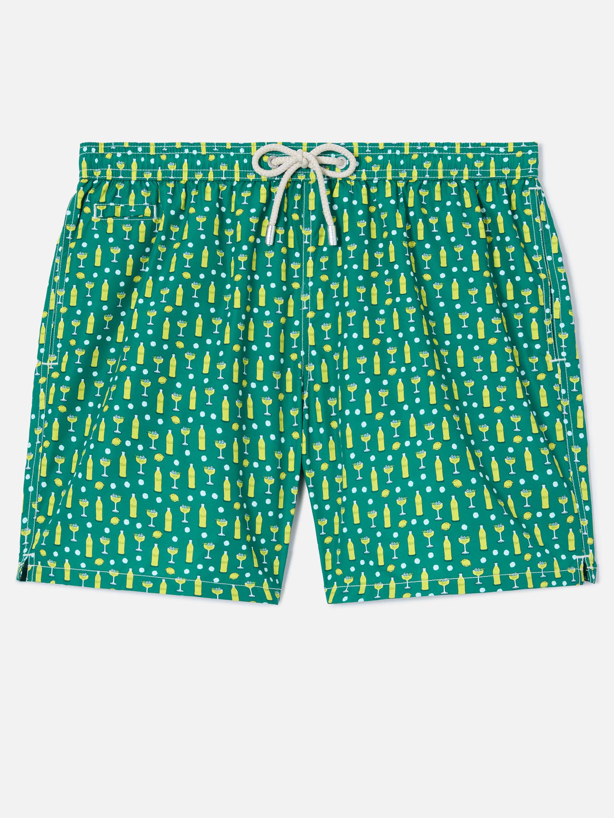 Green Lighting Micro Swim Shorts With Cedrata And Cocktail Print | Special Edition Swimshort