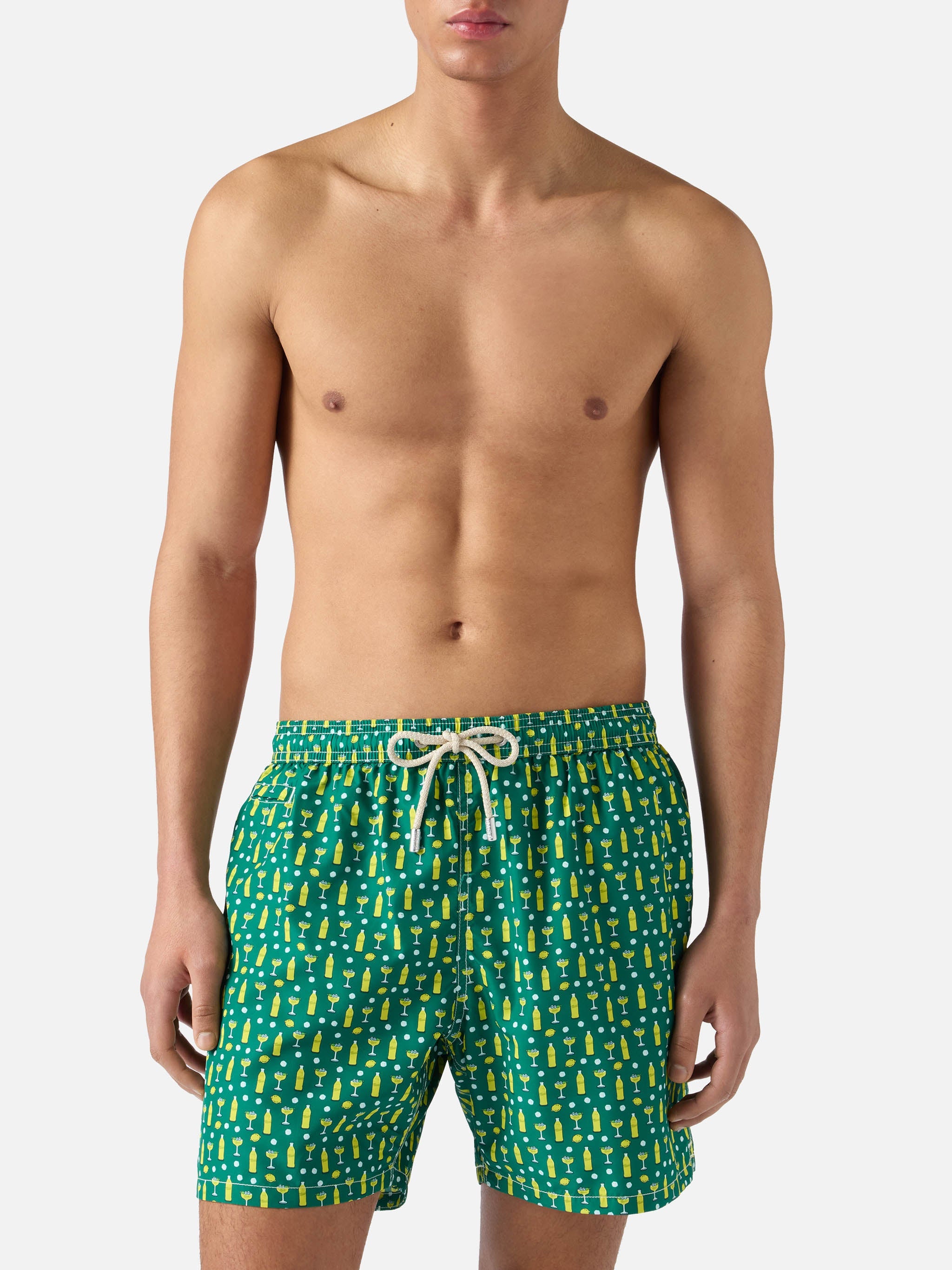 Green Lighting Micro Swim Shorts With Cedrata And Cocktail Print | Special Edition Swimshort