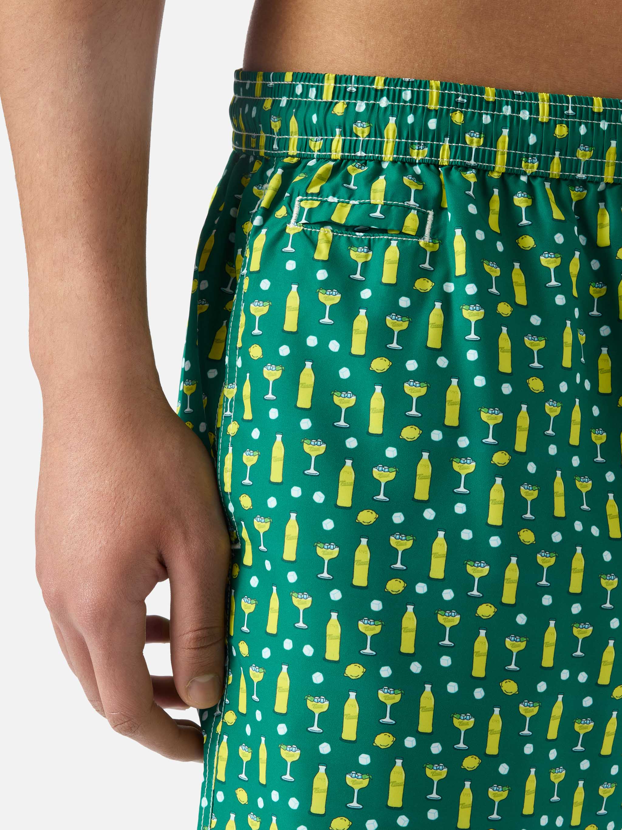 Green Lighting Micro Swim Shorts With Cedrata And Cocktail Print | Special Edition Swimshort