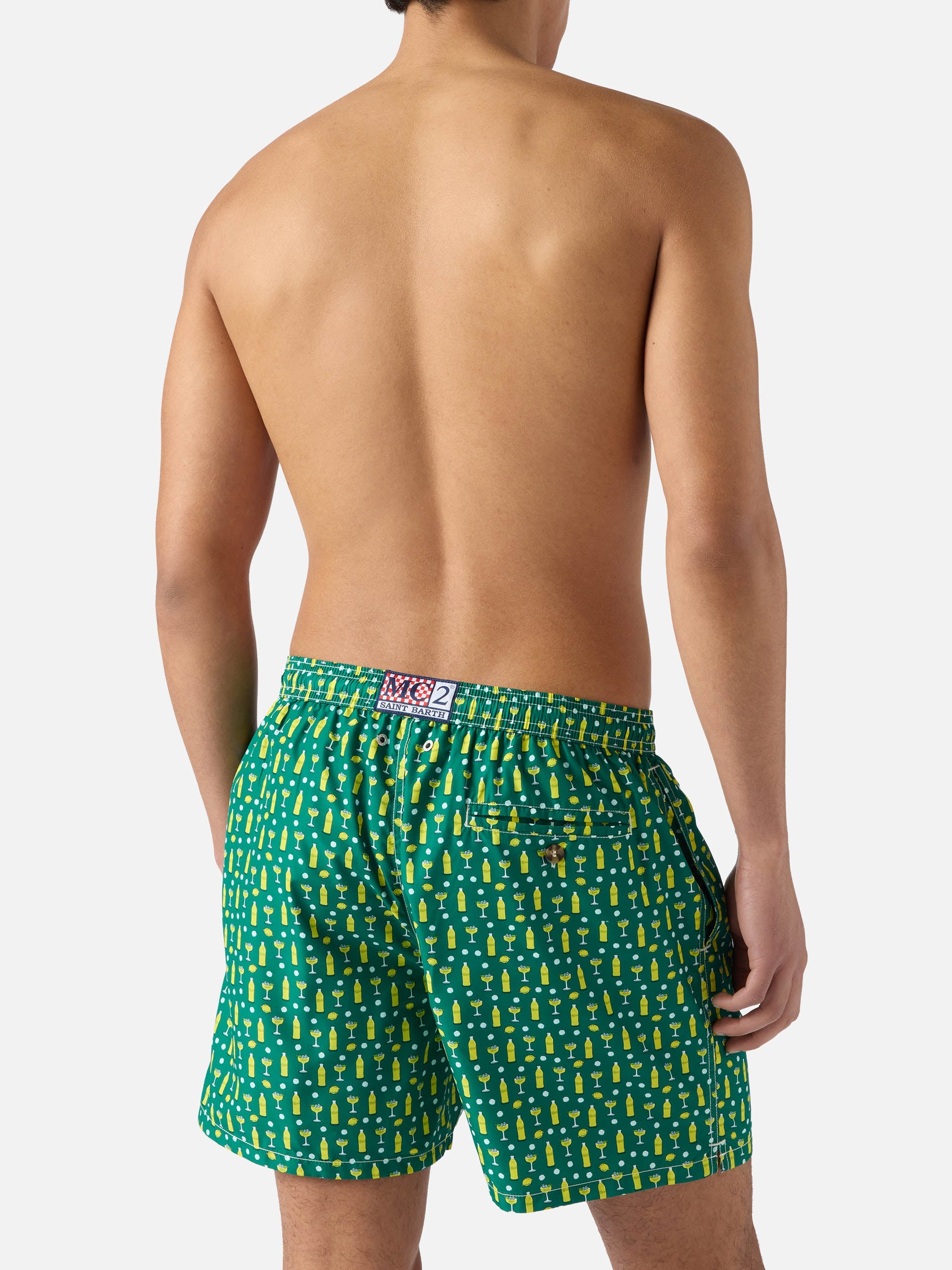 Green Lighting Micro Swim Shorts With Cedrata And Cocktail Print | Special Edition Swimshort