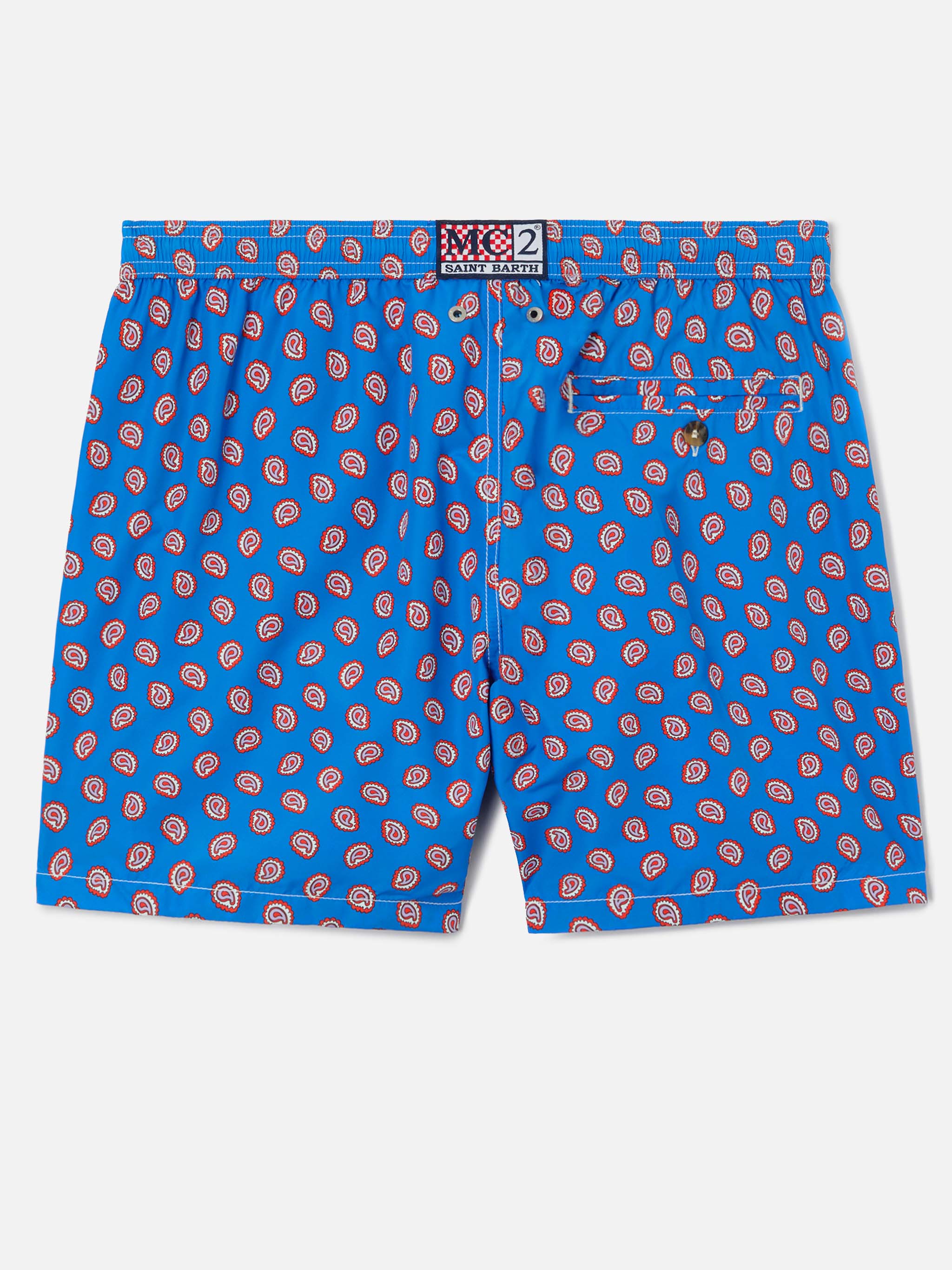 Lightweight Fabric Swim Shorts Lighting With Paisley Print Sky Swimshort