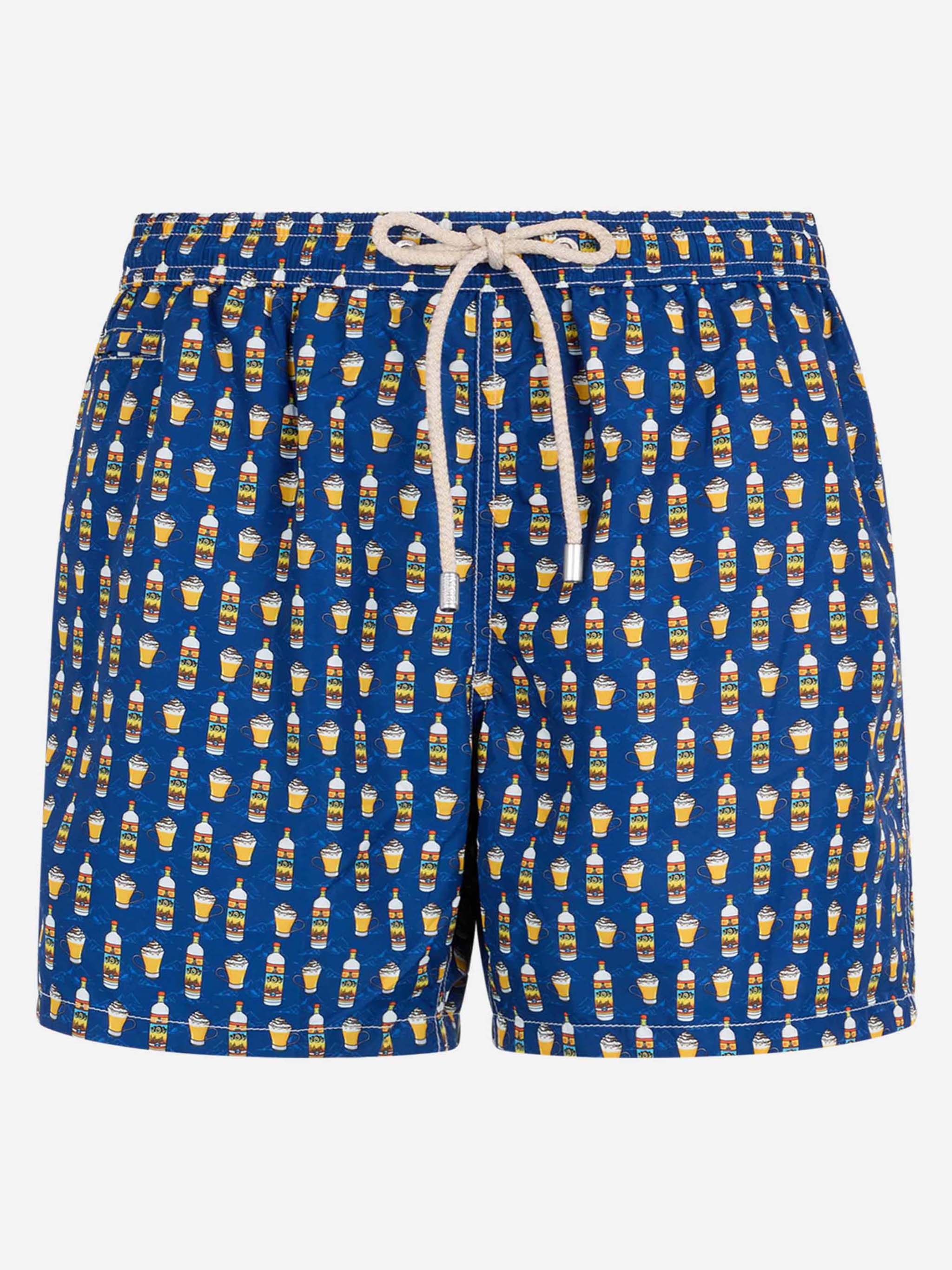 Man Lightweight Fabric Swim-Shorts Lighting Micro Fantasy With Vov Bombardino Print | Special Edition Blue Navy Swimshort