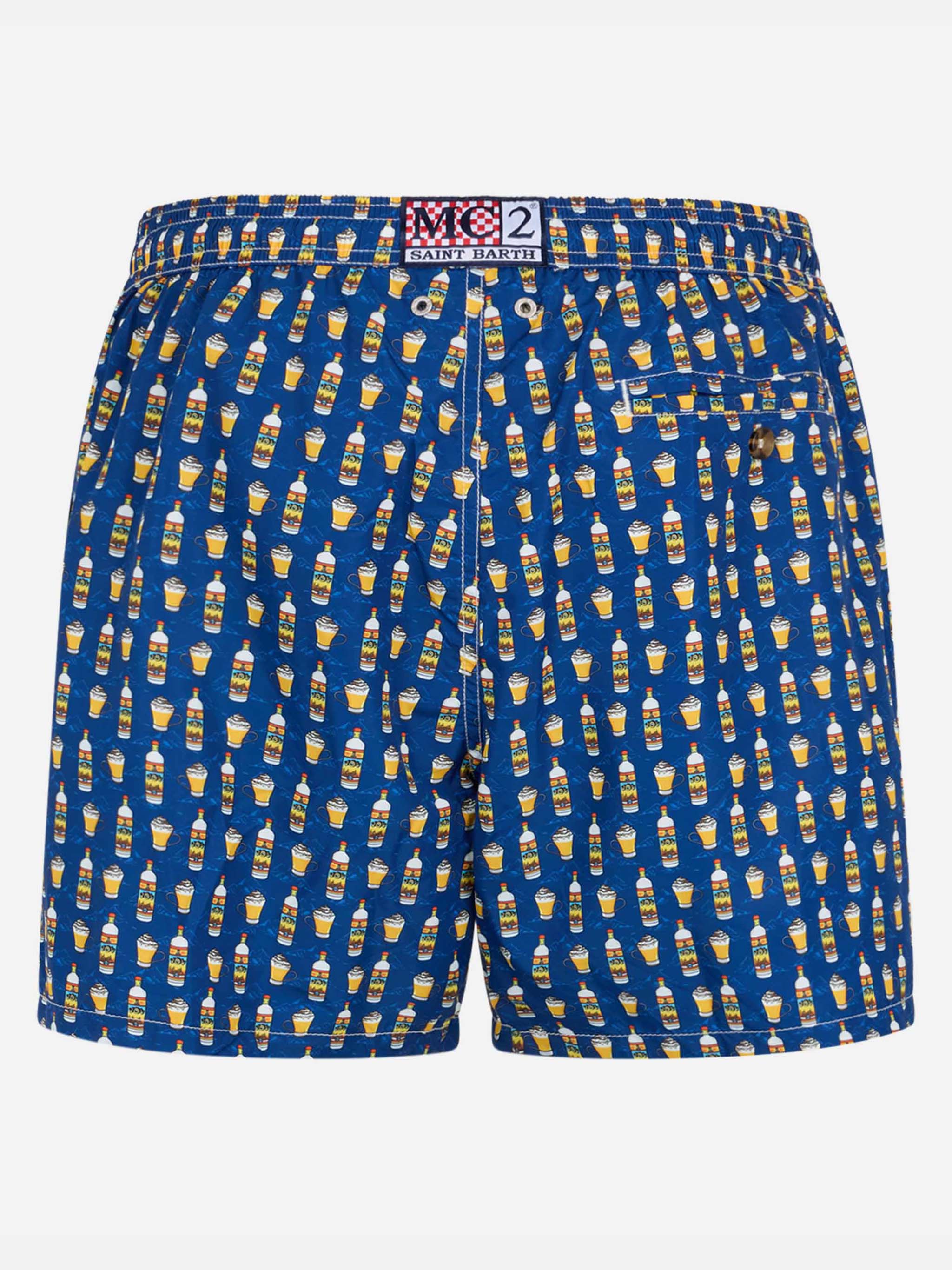 Man Lightweight Fabric Swim-Shorts Lighting Micro Fantasy With Vov Bombardino Print | Special Edition Blue Navy Swimshort