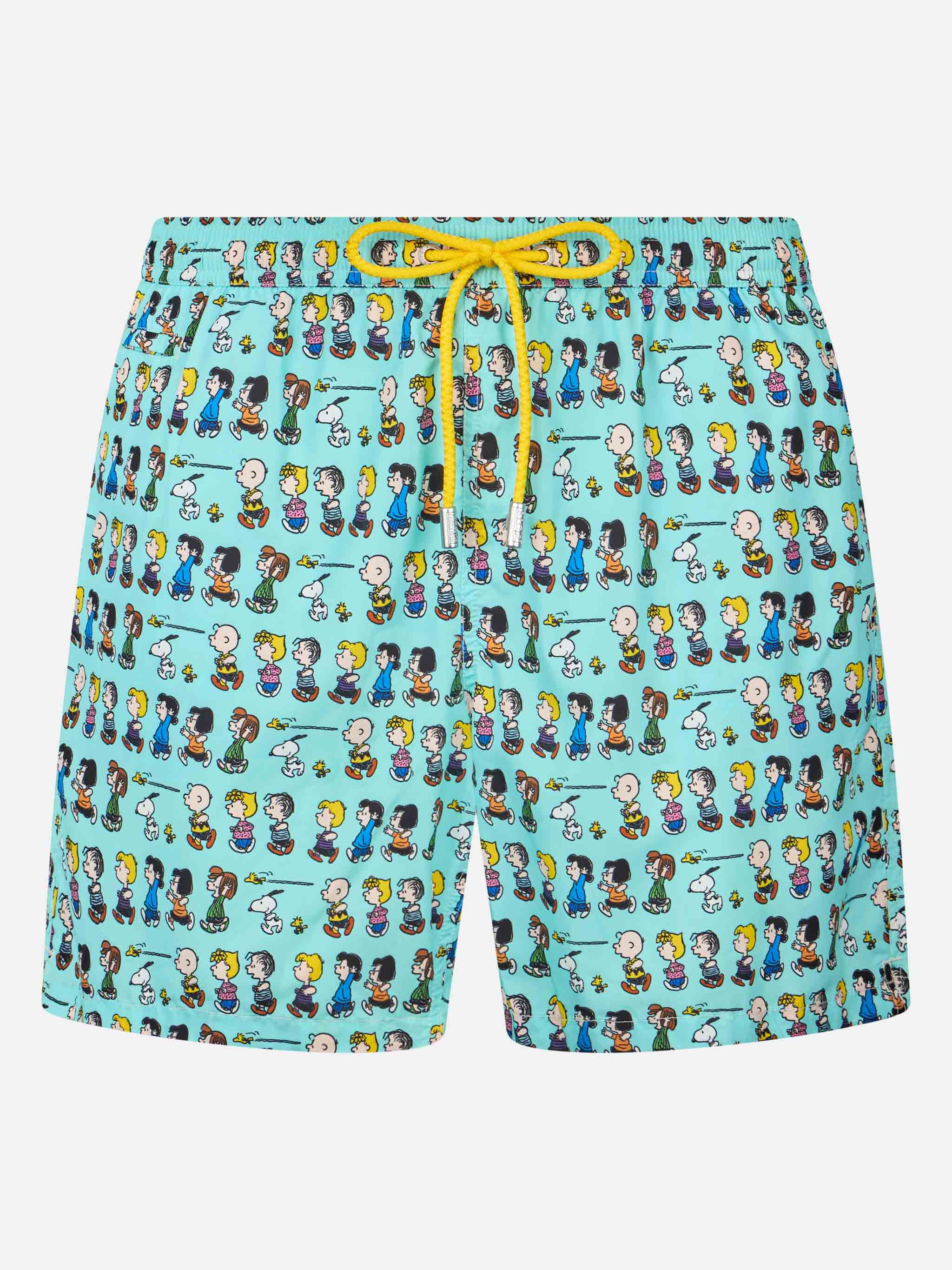 Man Lightweight Fabric Swim-Shorts Lighting Micro Fantasy With Peanuts Print | Snoopy Peanuts™ Special Edition Green Swimshort
