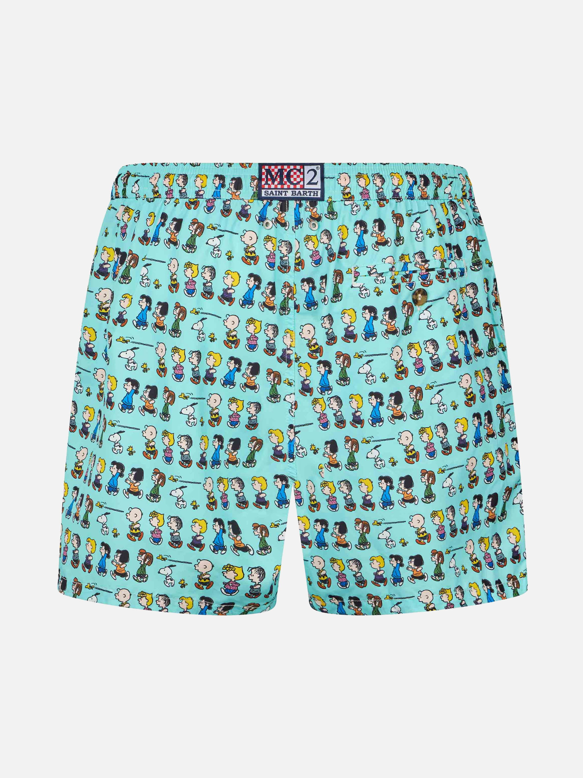 Man Lightweight Fabric Swim-Shorts Lighting Micro Fantasy With Peanuts Print | Snoopy Peanuts™ Special Edition Green Swimshort