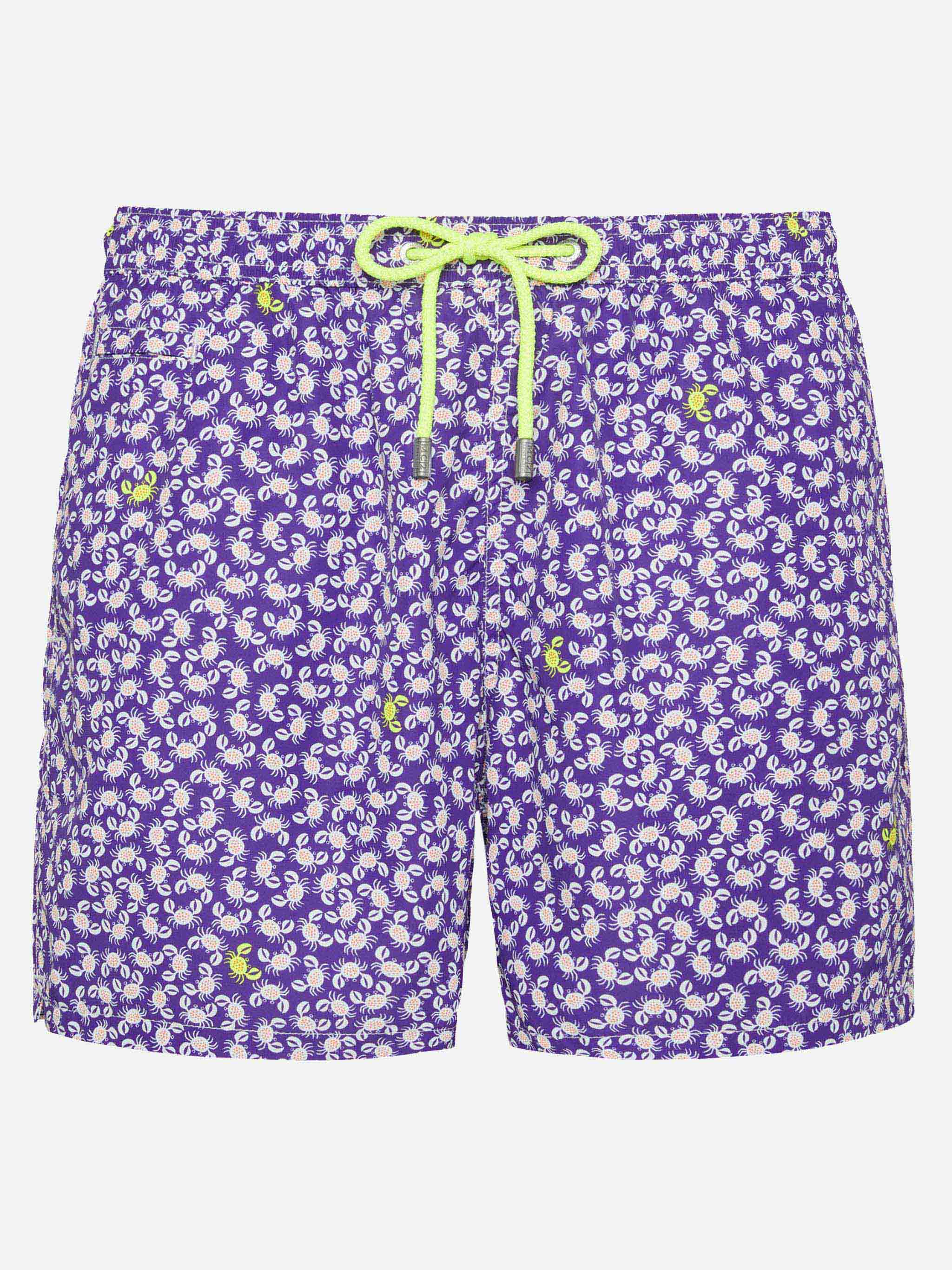 Man Light Fabric Swim Shorts With Crabs Print Pink Swimshort