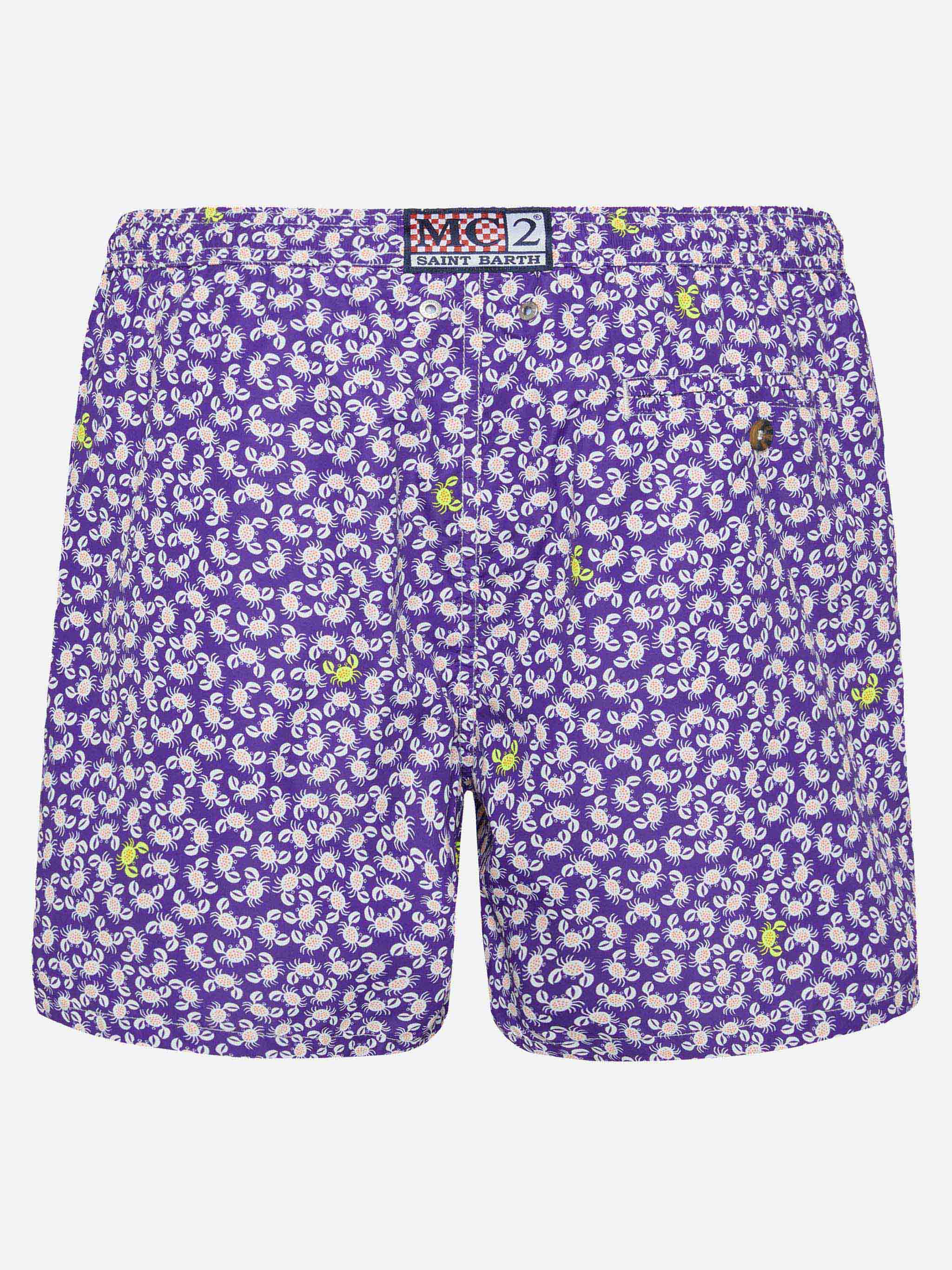 Man Light Fabric Swim Shorts With Crabs Print Pink Swimshort