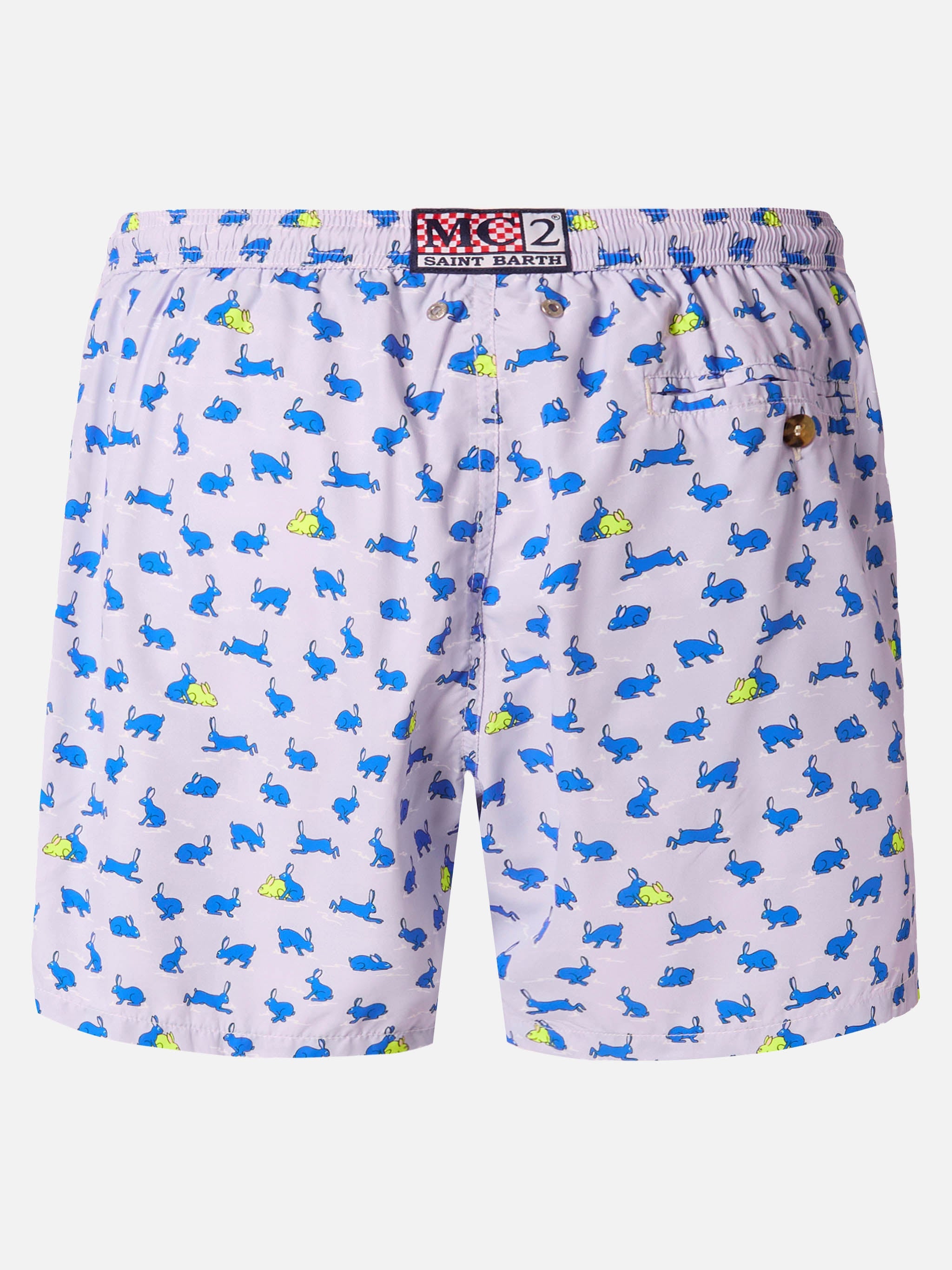 Lightweight Fabric Swim Shorts Lighting With Rabbit Print Pink Swimshort