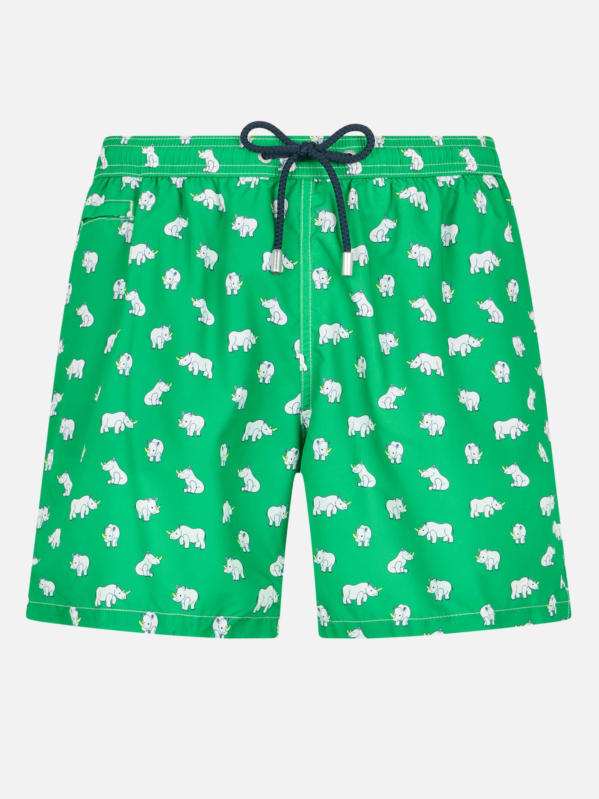 Man Lightweight Fabric Swim-Shorts Lighting Micro Fantasy With Rhino Print Green Swimshort