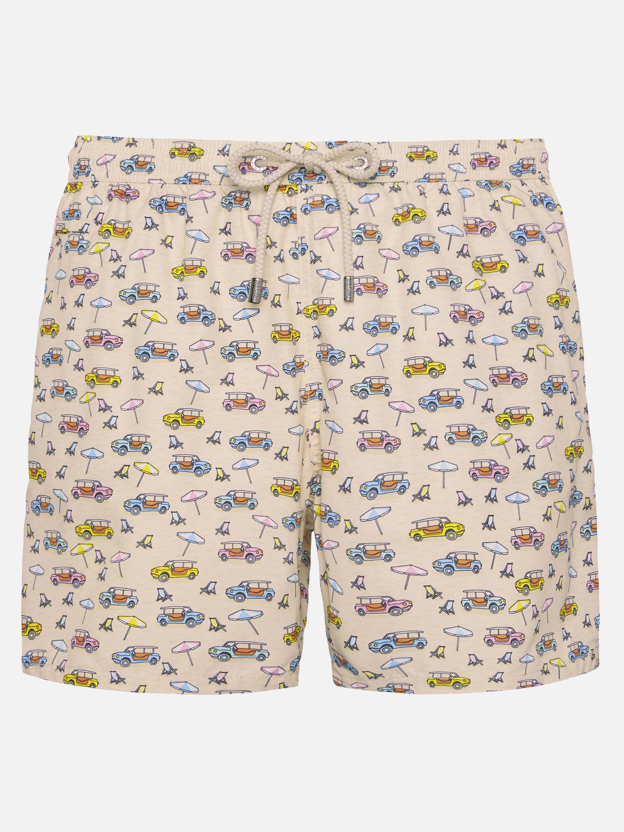 Lightweight Fabric Swim Shorts Lighting With Dune Buggy Print | Fiat Special Edition Brown Swimshort