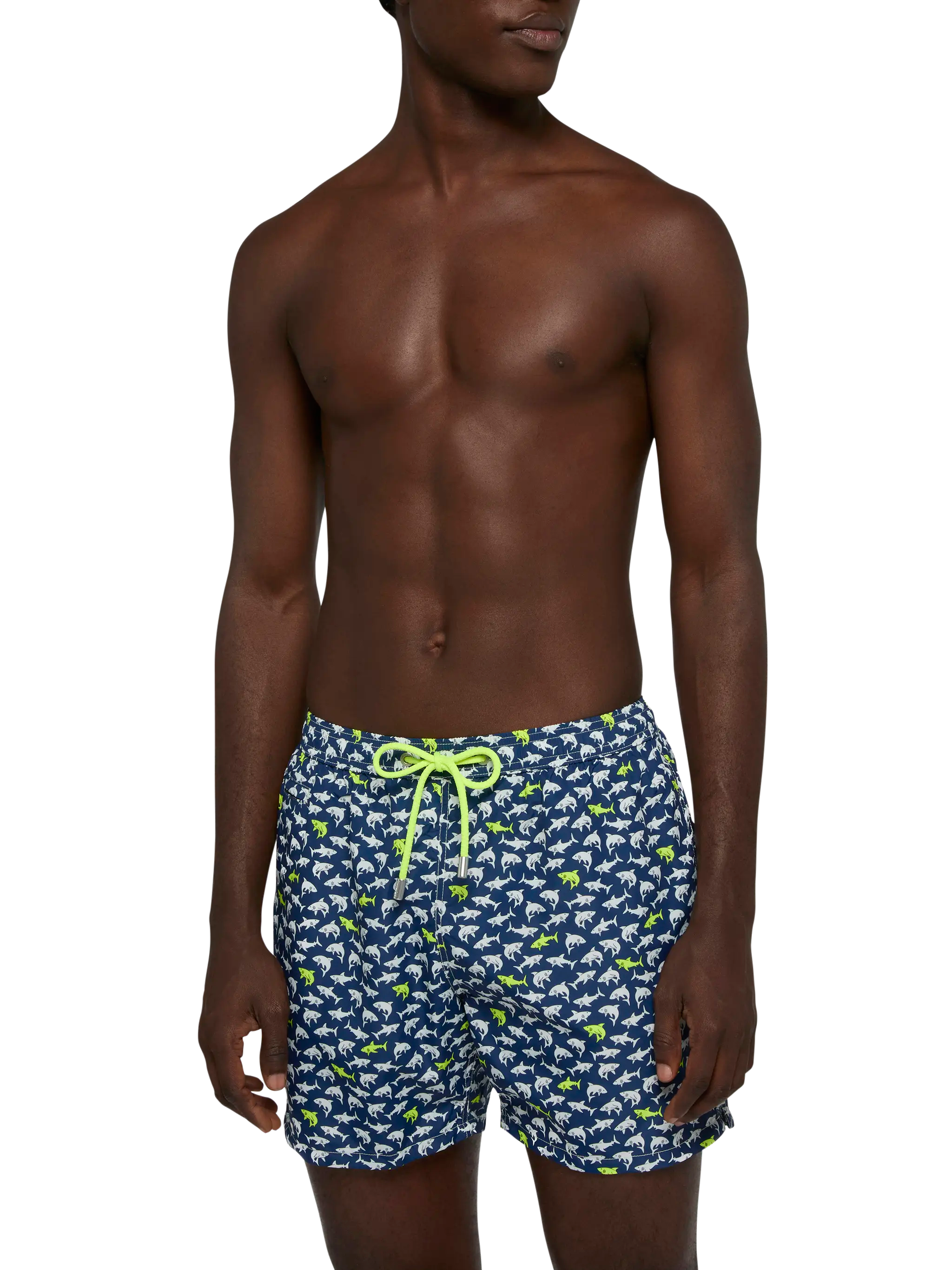 Lightweight Fabric Swim Shorts Lighting With Shark Print Blue Swimshort