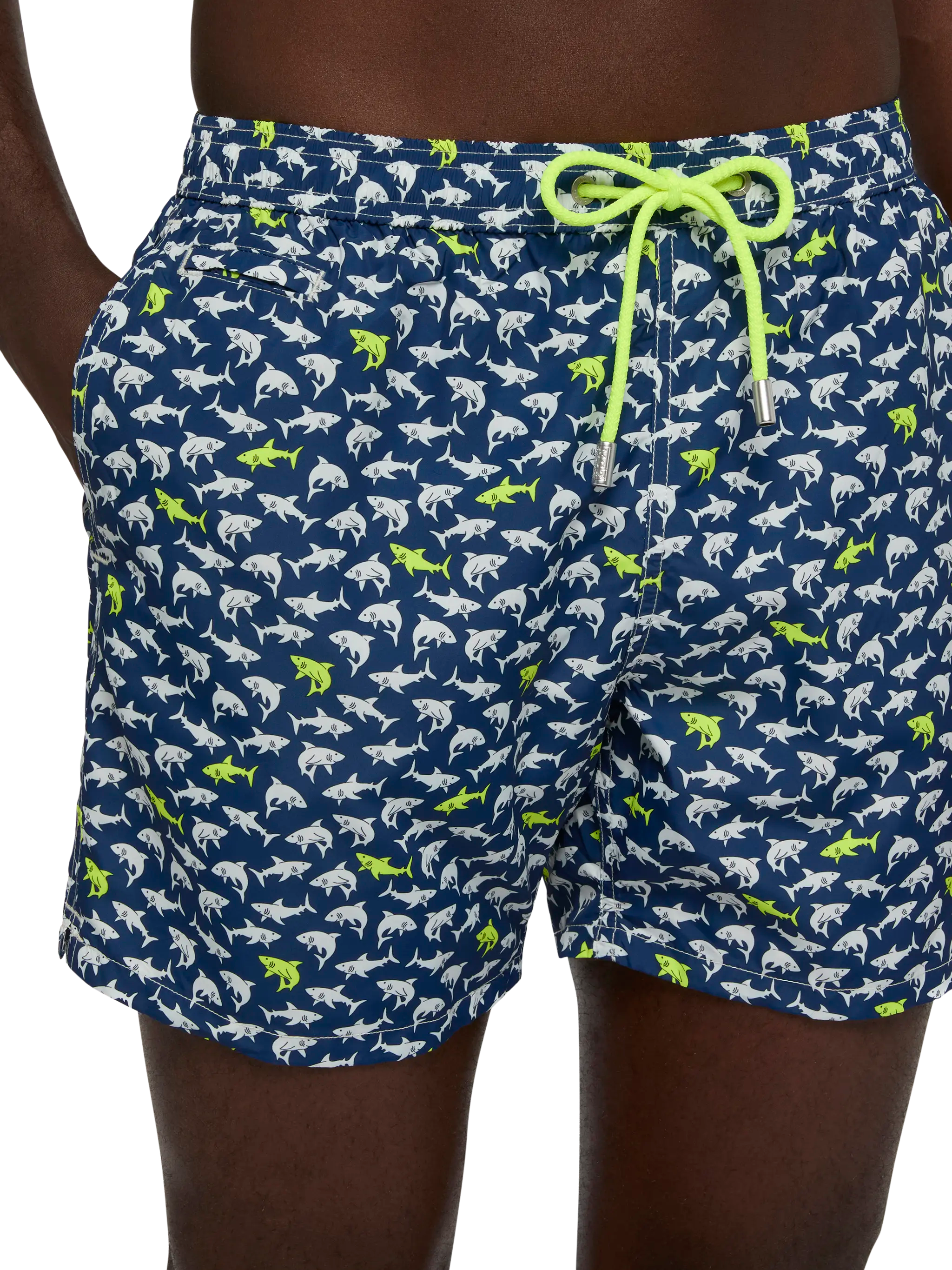 Lightweight Fabric Swim Shorts Lighting With Shark Print Blue Swimshort