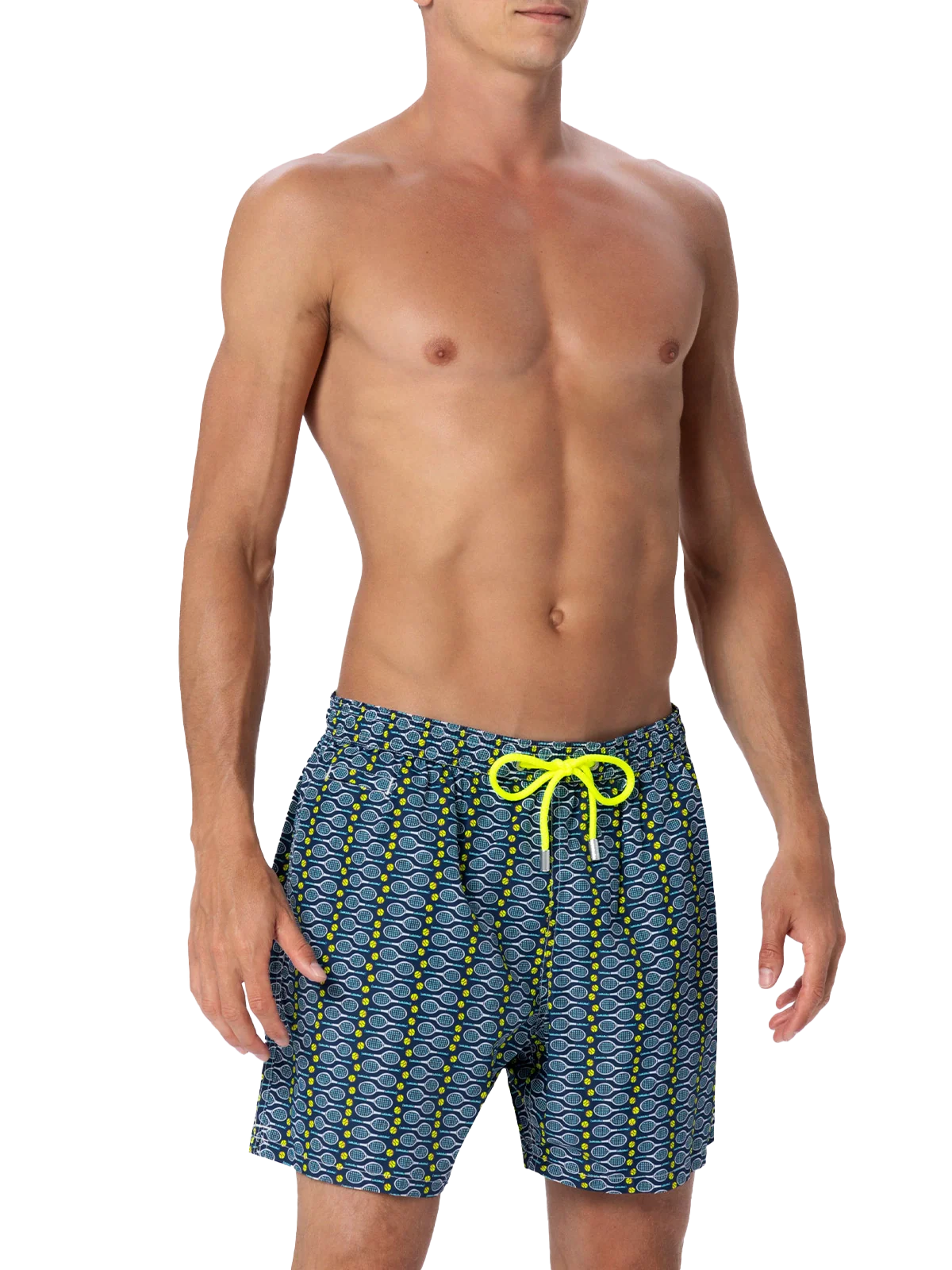 Man Lightweight Fabric Swim-Shorts Lighting Micro Fantasy With Tennis Print Blue Swimshort