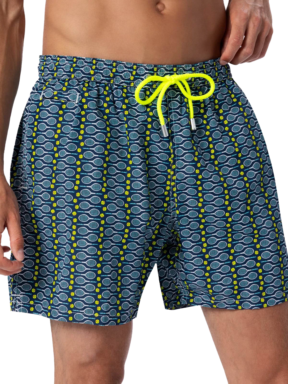 Man Lightweight Fabric Swim-Shorts Lighting Micro Fantasy With Tennis Print Blue Swimshort