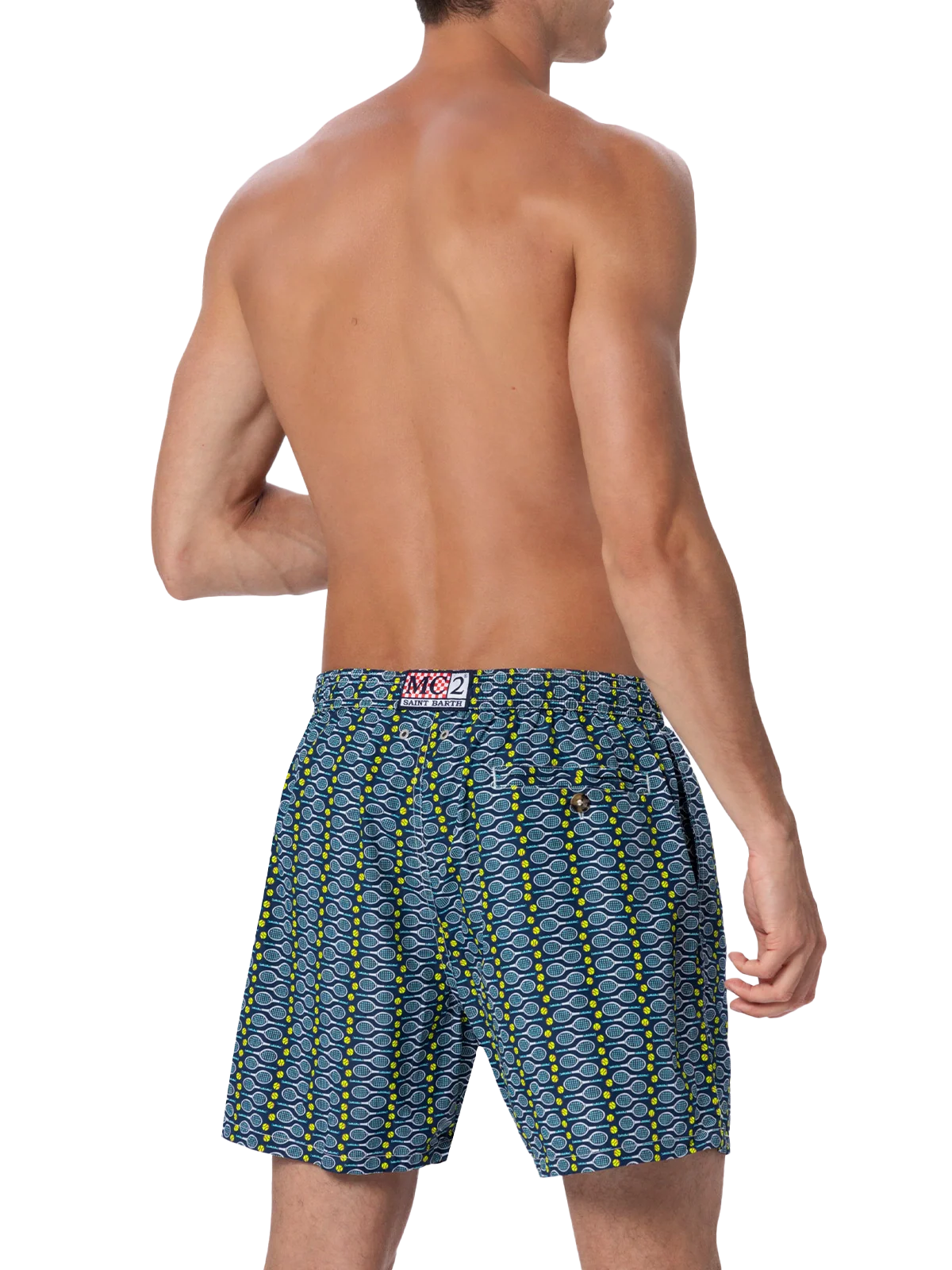 Man Lightweight Fabric Swim-Shorts Lighting Micro Fantasy With Tennis Print Blue Swimshort
