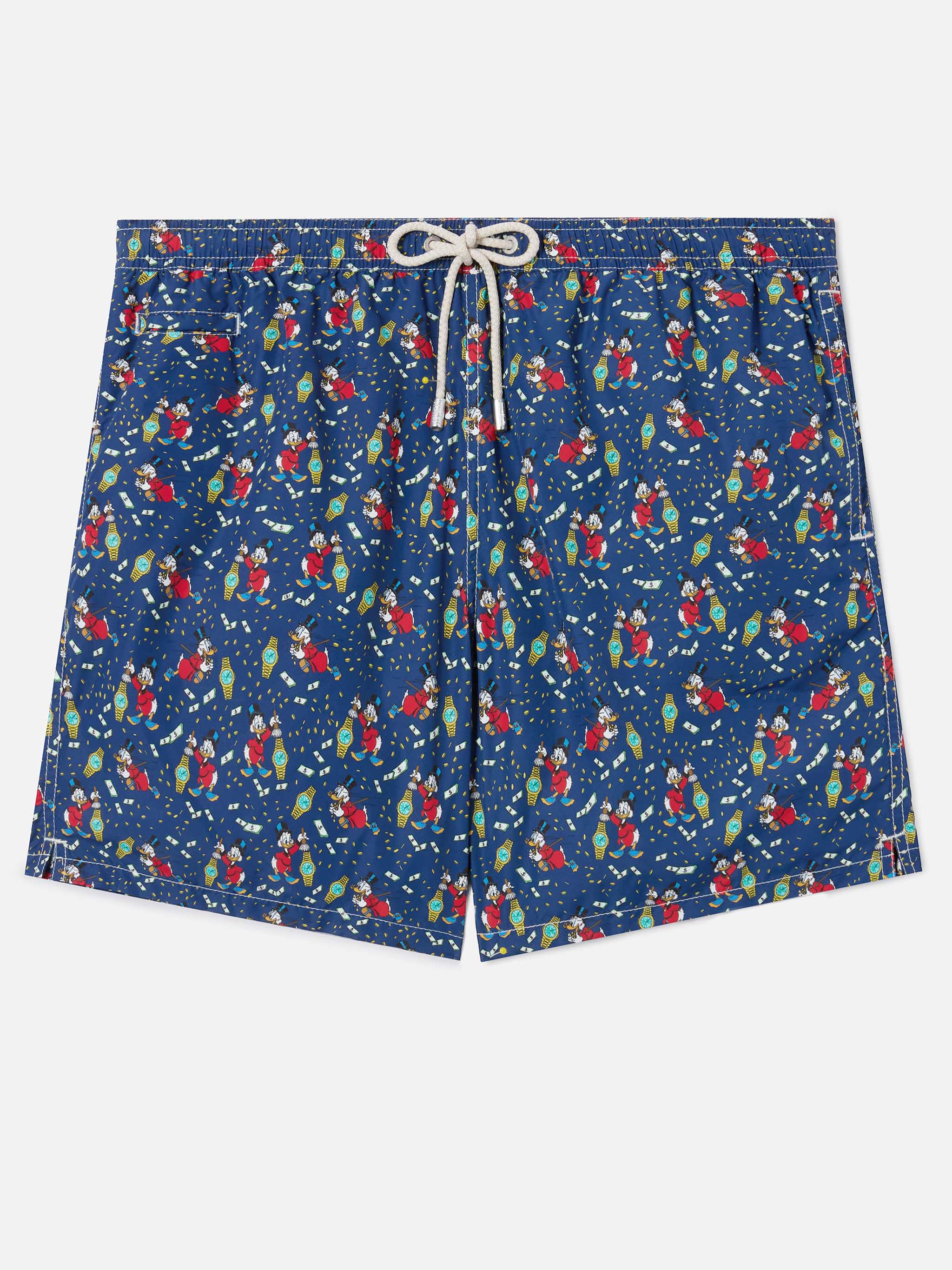 Navy Lighting Micro Swim Shorts With Mcduck And Watches Print | Special Edition Blue Swimshort